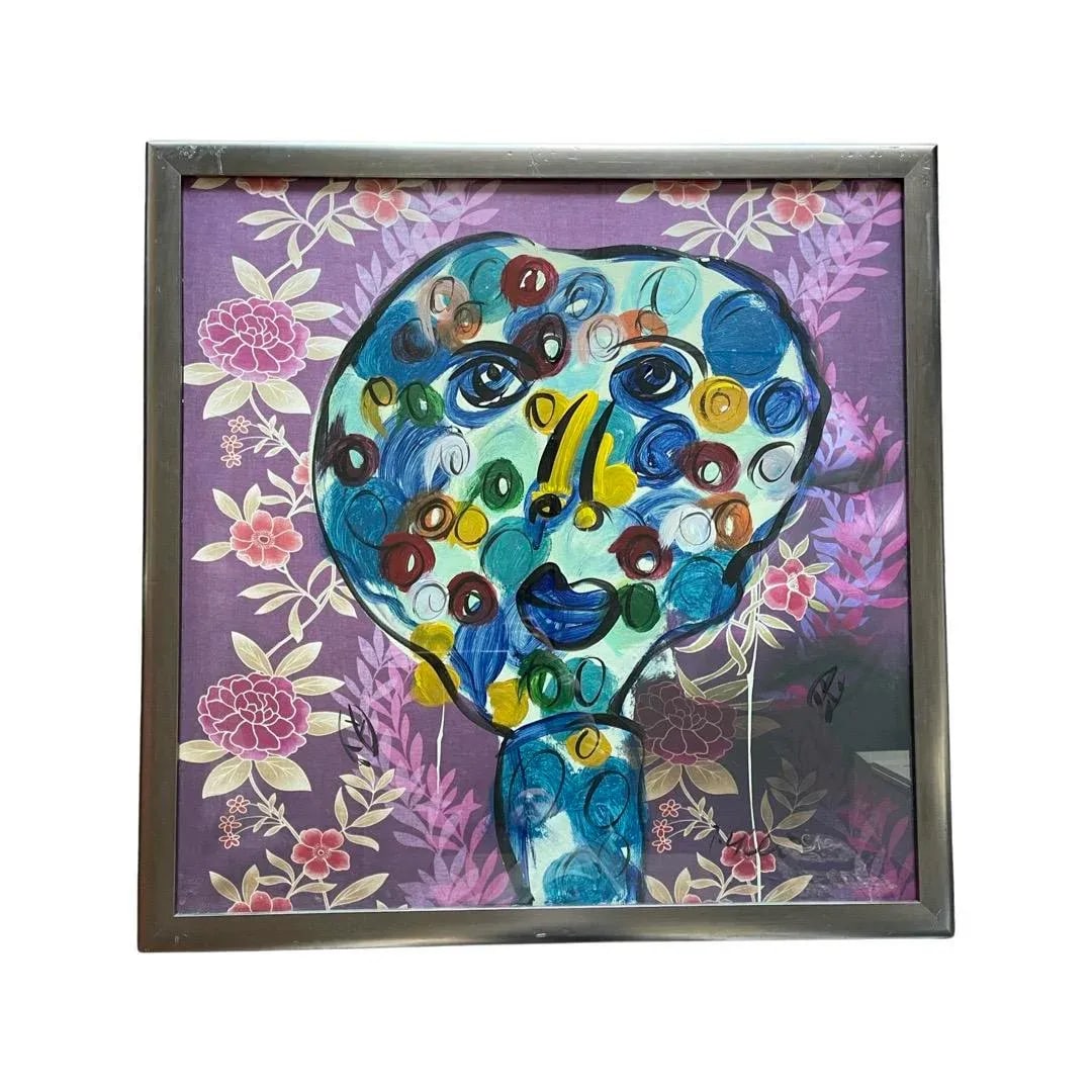 Large Late 20th Century Abstract Face Portrait Acrylic Painting by Peter Keil, Framed - 6