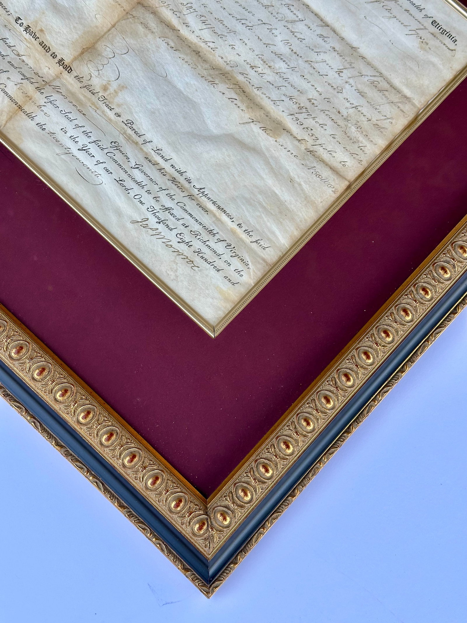 James Monroe Signed Virginia Governor Land Grant Autograph Document, c.1800 - Rockingham County (Fra - 6