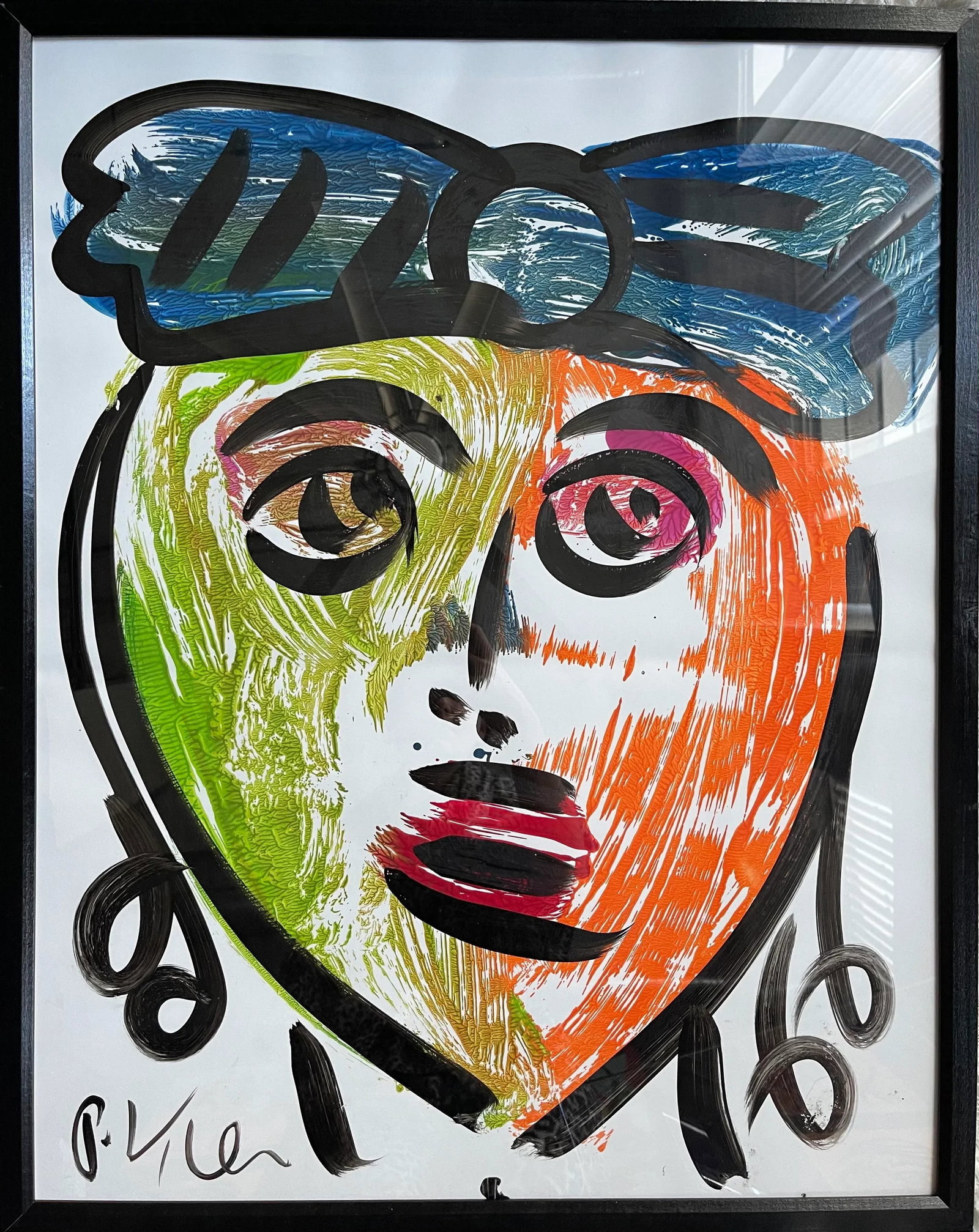 Contemporary Abstract Face Portrait Painting by Peter Keil, Framed - 4