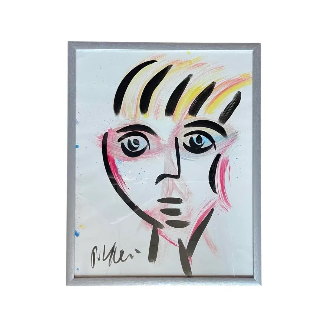Contemporary Abstract Face Portrait Acrylic Painting by Peter Keil, Framed - 4