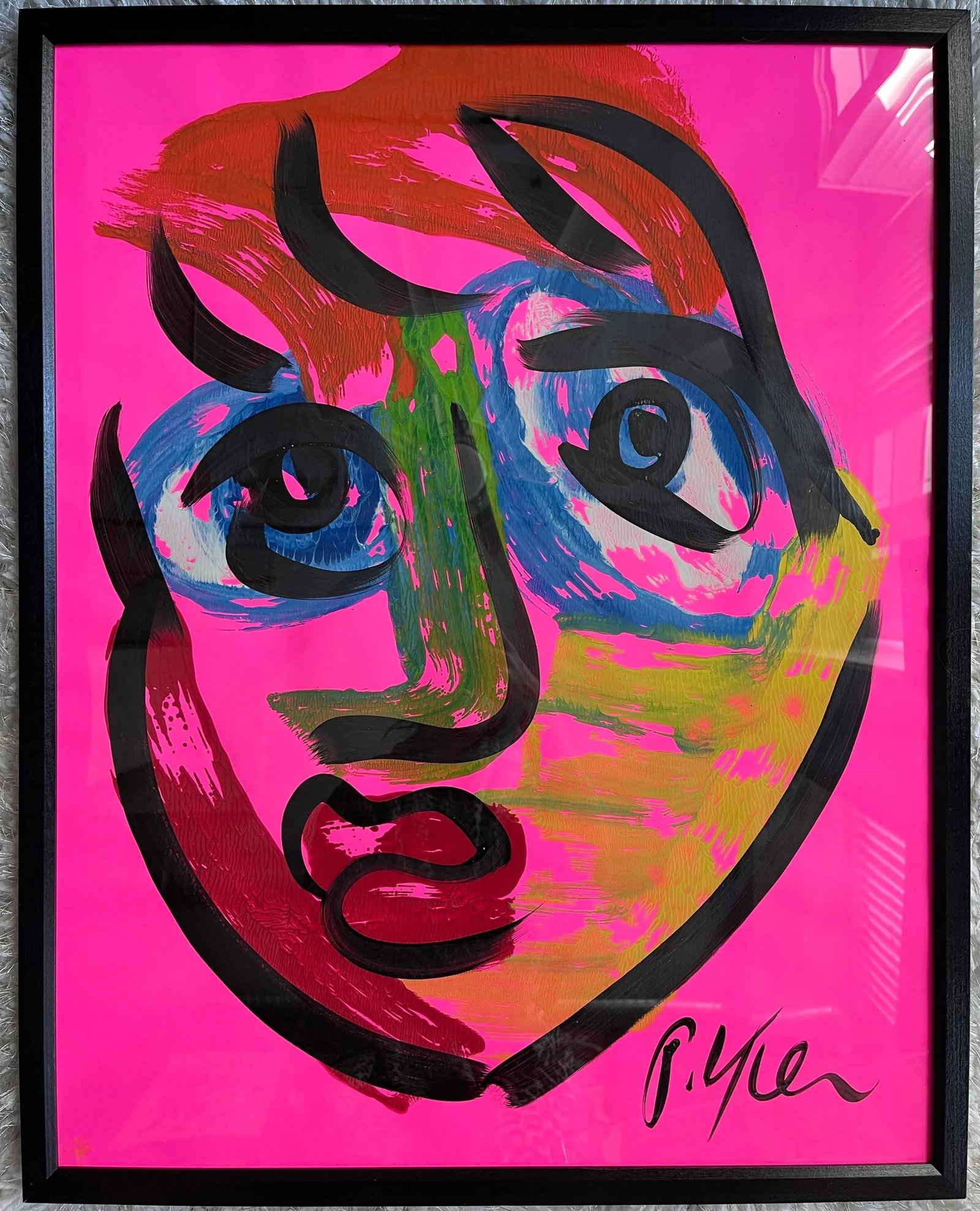 Contemporary Abstract Face Portrait Painting by Peter Keil, Framed - 4