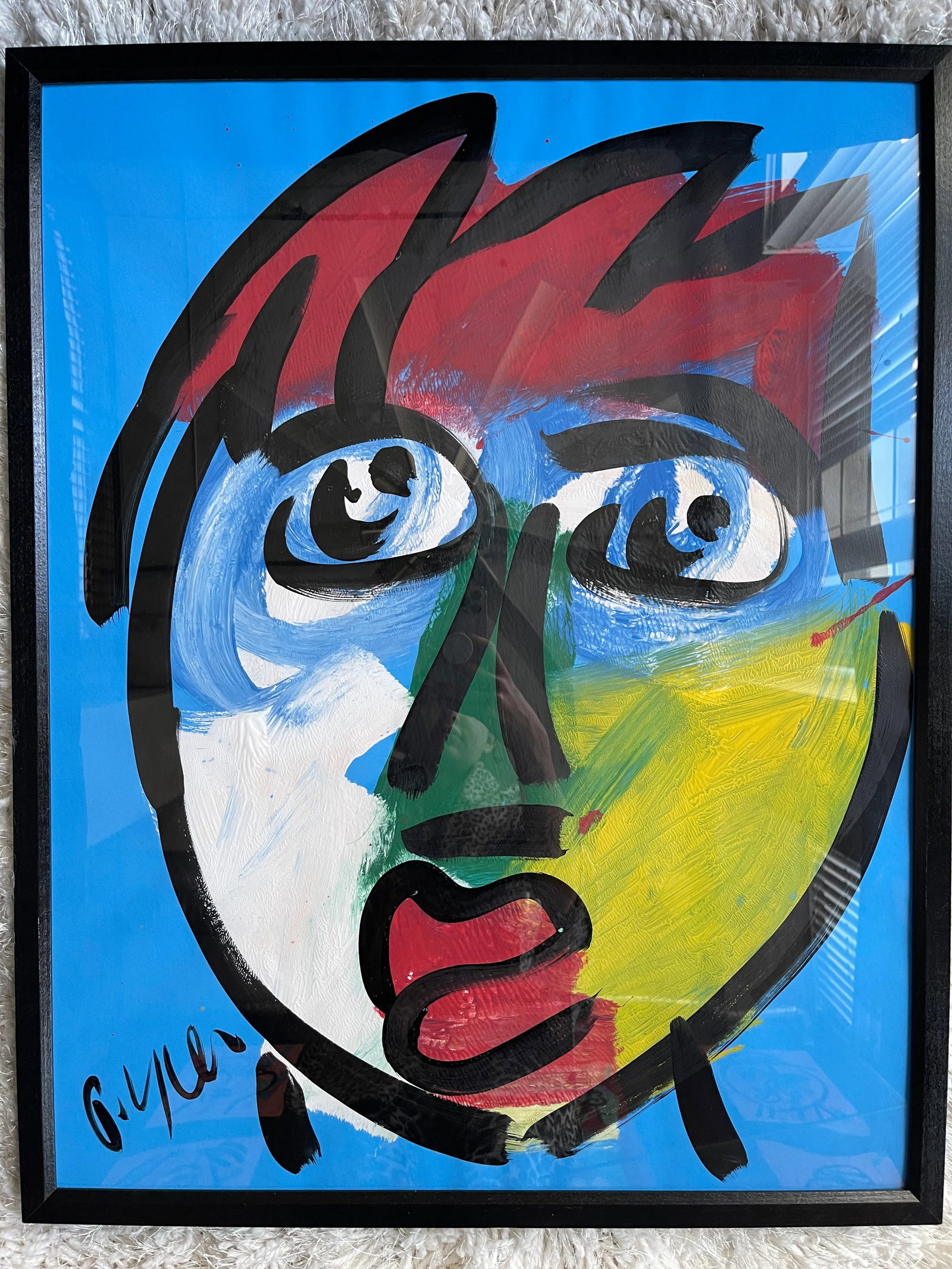 Contemporary Abstract Face Portrait Acrylic Painting by Peter Keil, Framed - 4