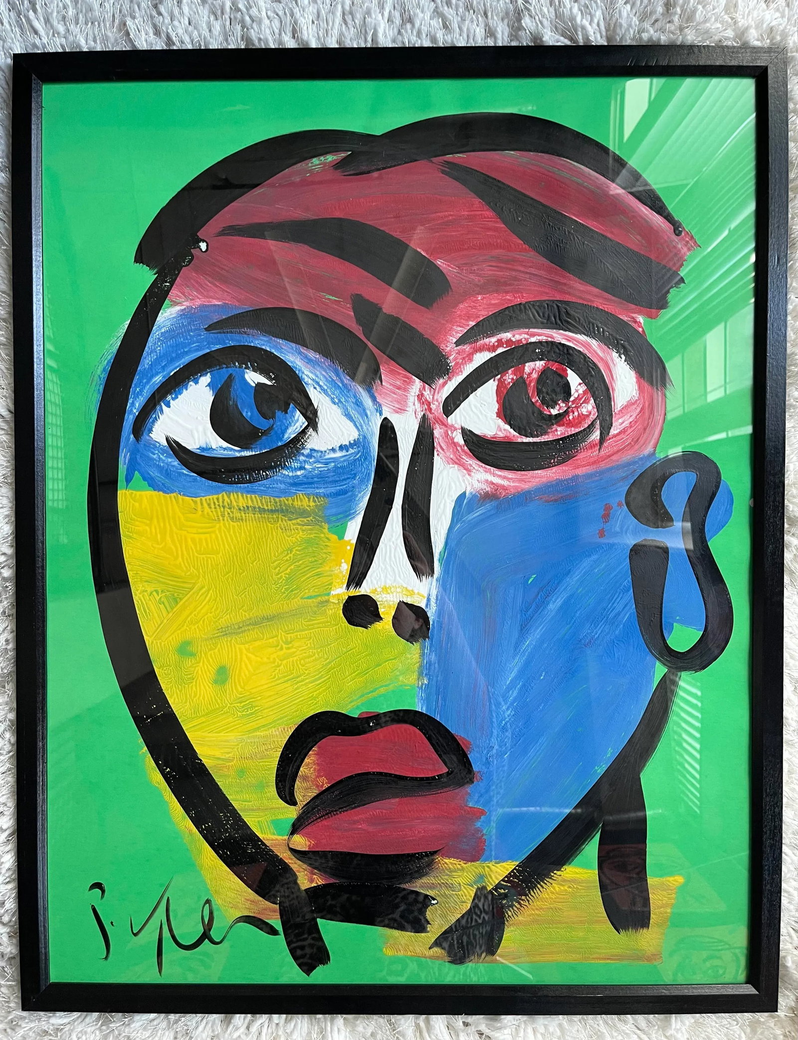 Contemporary Abstract Face Portrait Acrylic Painting by Peter Keil, Framed - 4