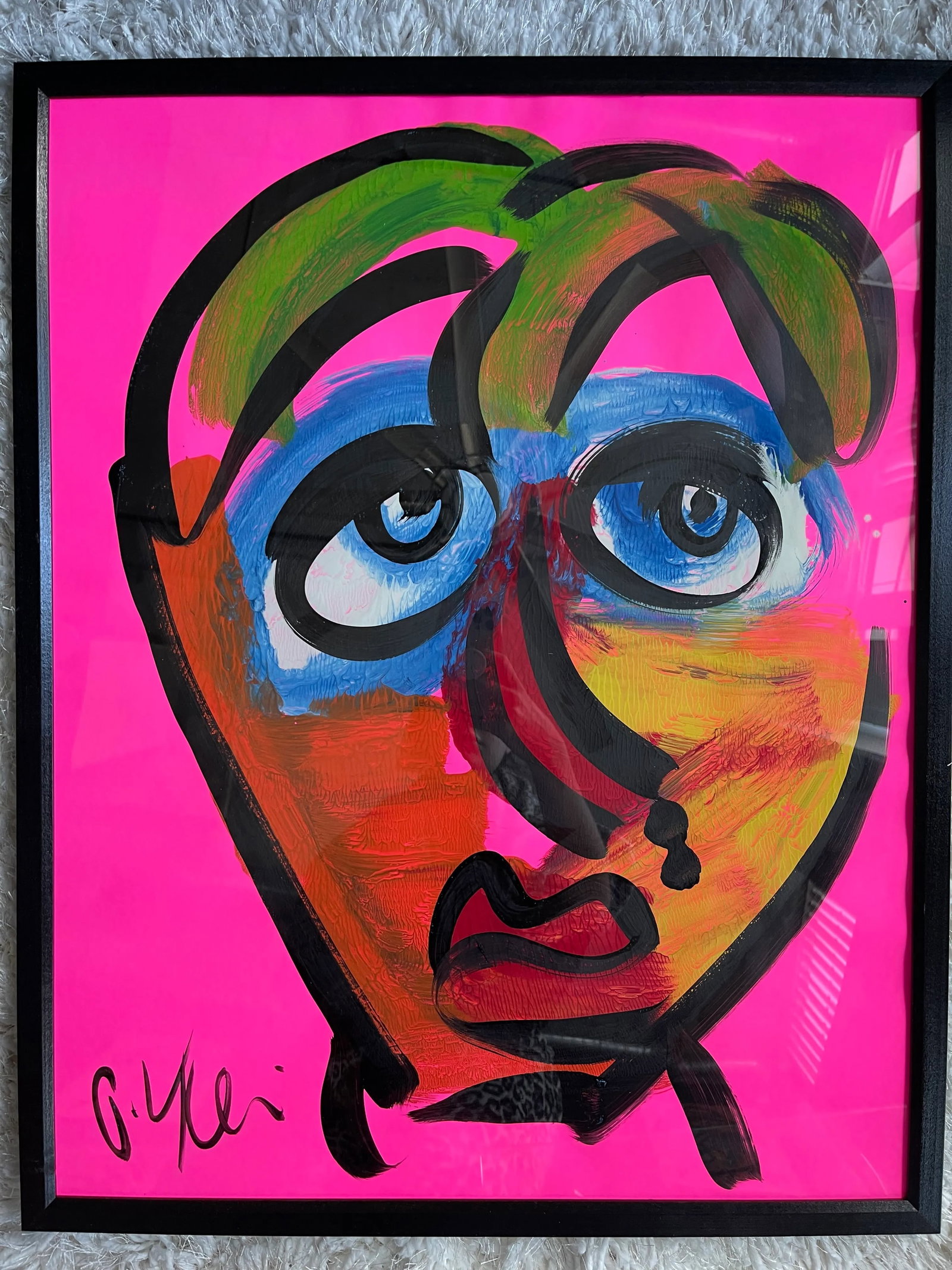 Contemporary Abstract Face Portrait Acrylic Painting by Peter Keil, Framed - 4