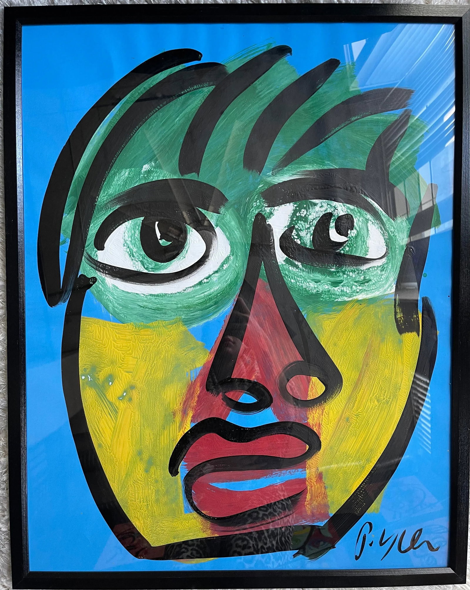 Contemporary Abstract Face Portrait Acrylic Painting by Peter Keil, Framed - 4