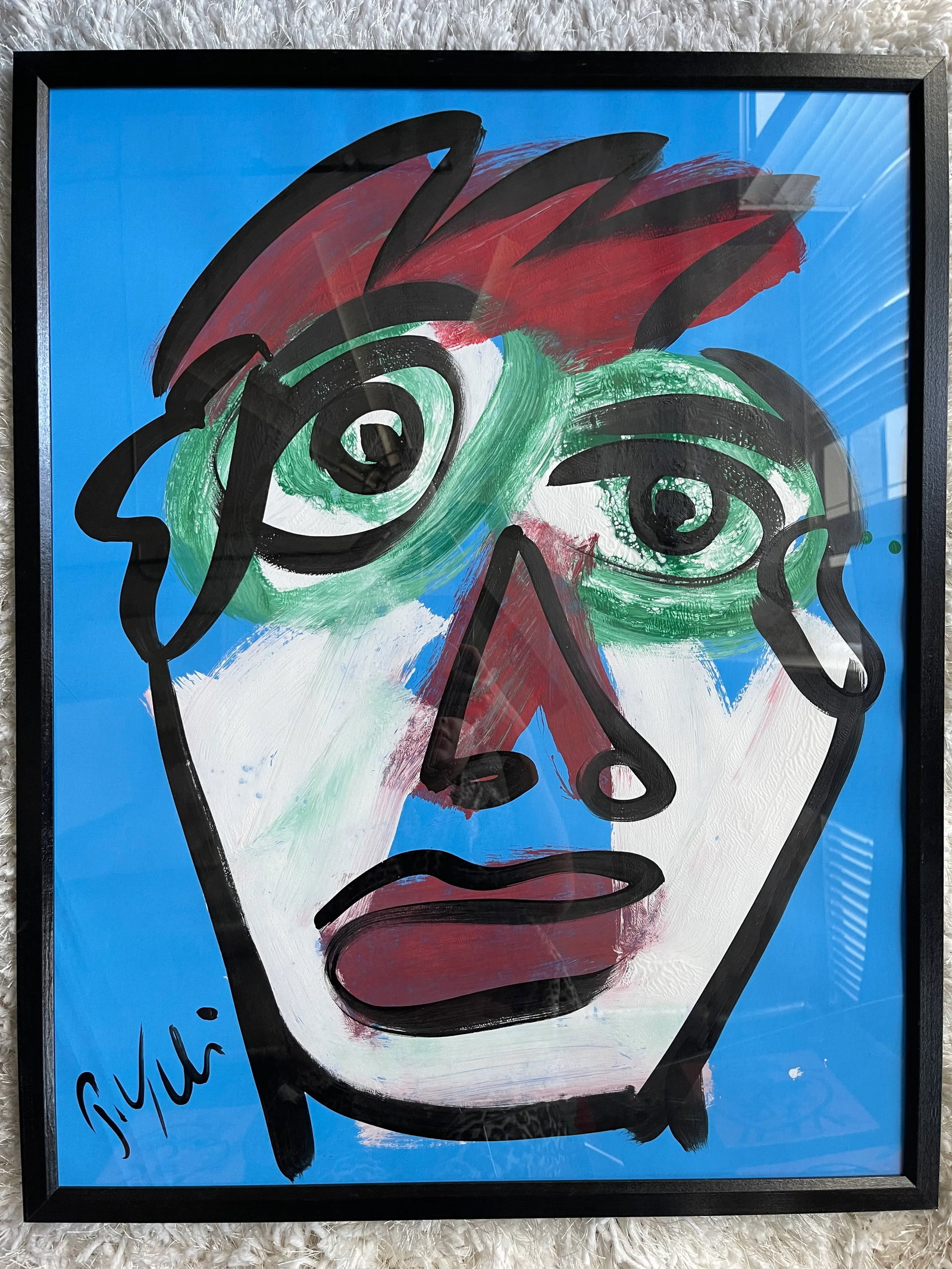 Contemporary Abstract Face Portrait Acrylic Painting by Peter Keil, Framed - 4