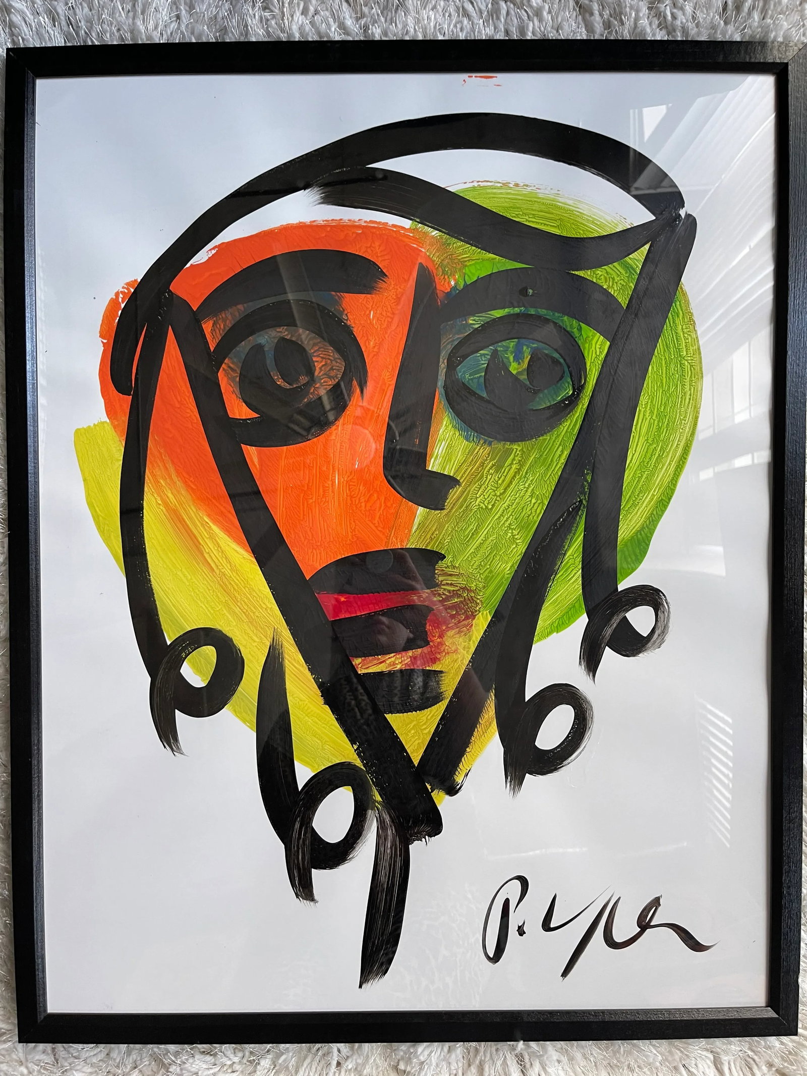 Contemporary Abstract Face Portrait Acrylic Painting by Peter Keil, Framed - 4