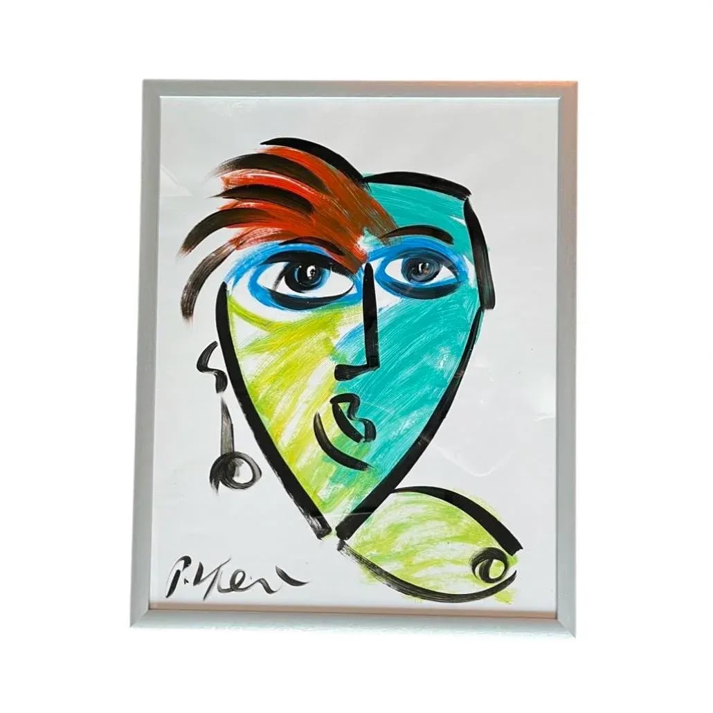Contemporary Abstract Face Painting by Peter Keil, Framed - 4