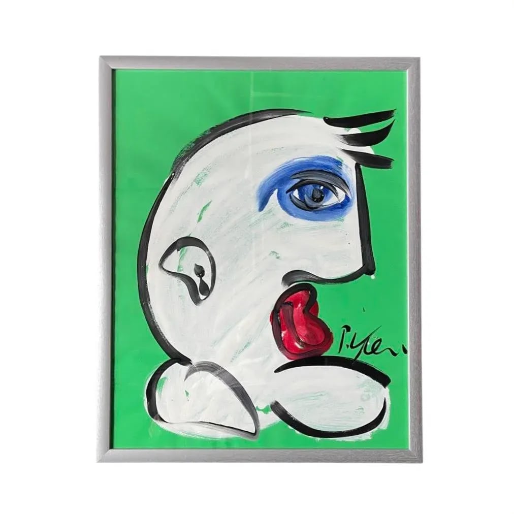 Contemporary Abstract Face Painting by Peter Keil, Framed - 4