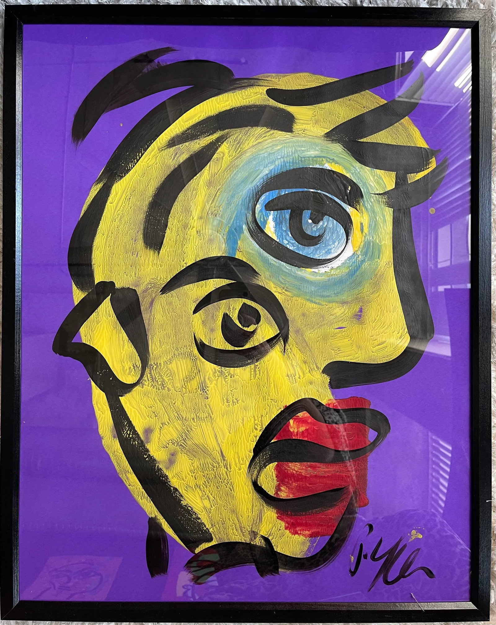Contemporary Abstract Face Portrait Painting by Peter Keil, Framed - 4