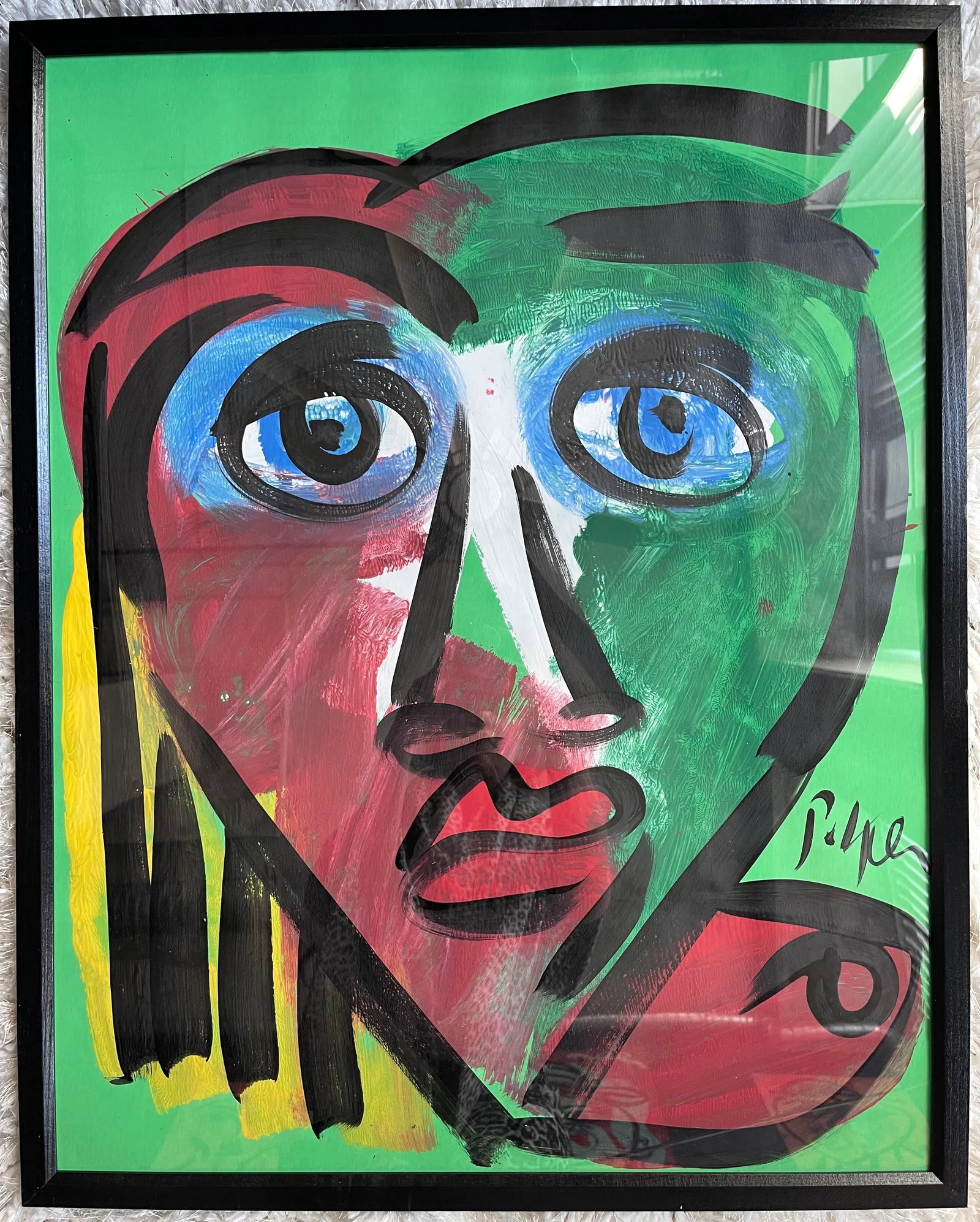 Contemporary Abstract Face Portrait Painting by Peter Keil, Framed - 4
