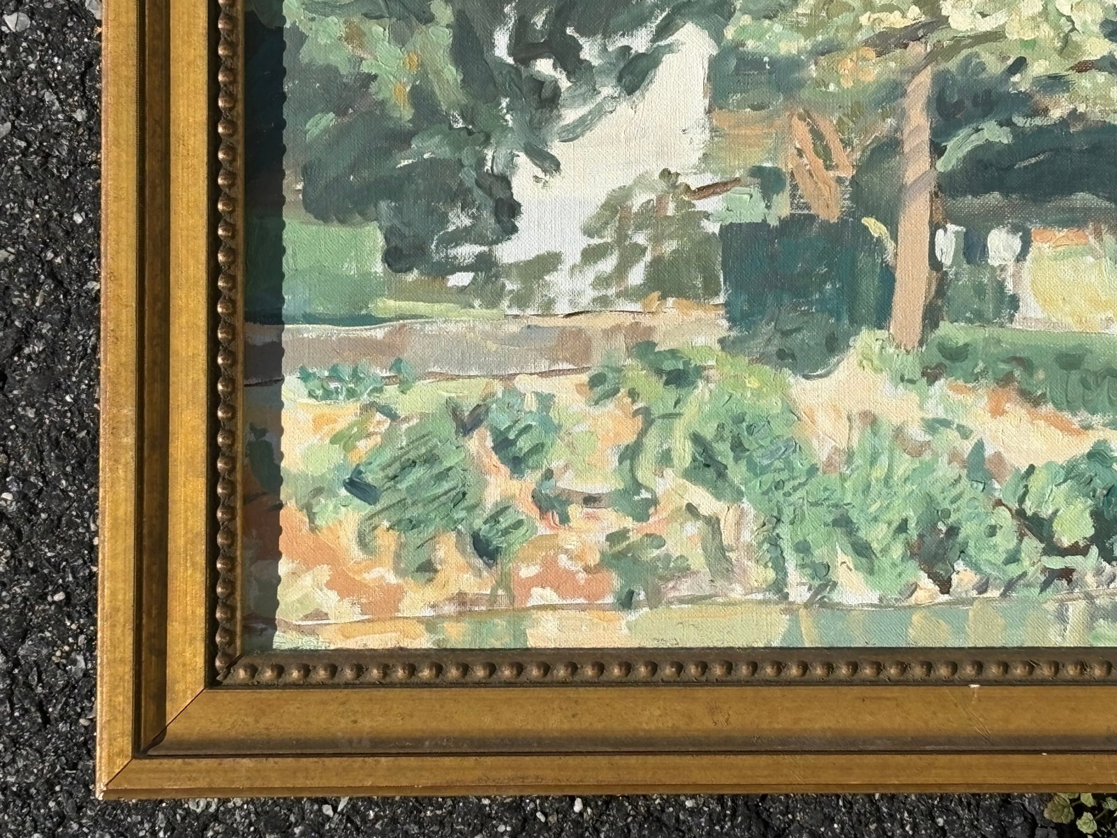 Mid 20th C. Original Oil on Canvas - Estate Landscape Scene - 10
