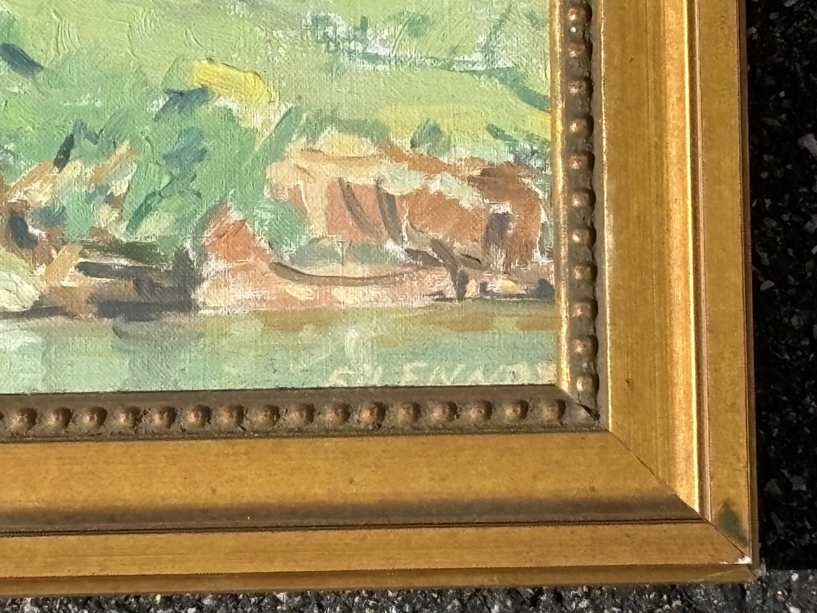 Mid 20th C. Original Oil on Canvas - Estate Landscape Scene - 12