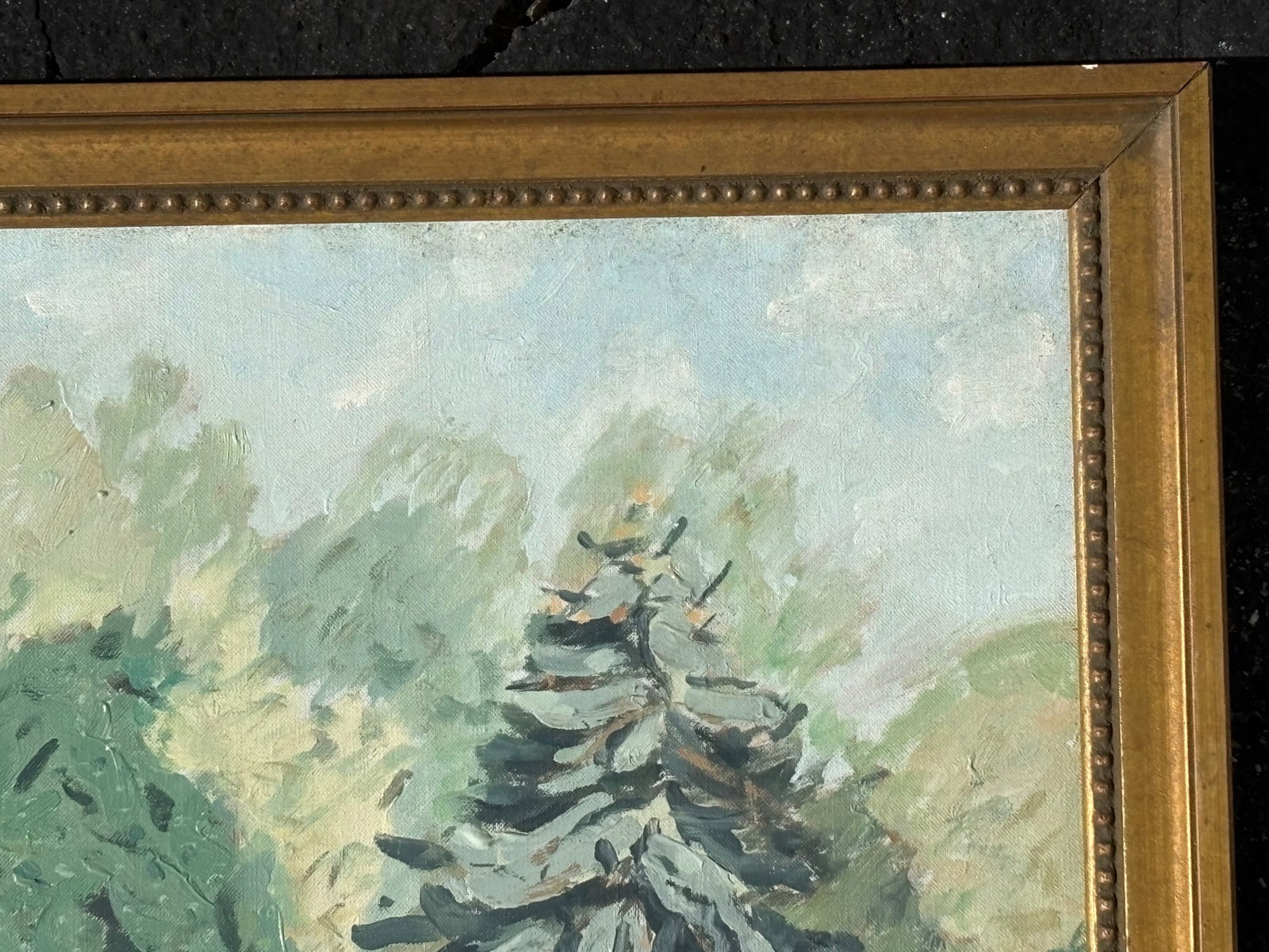 Mid 20th C. Original Oil on Canvas - Estate Landscape Scene - 8