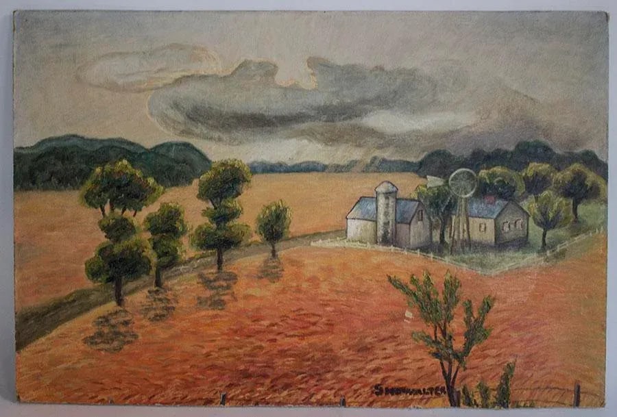 Oil Painting Farm House Scene - Signed Showalter - 8