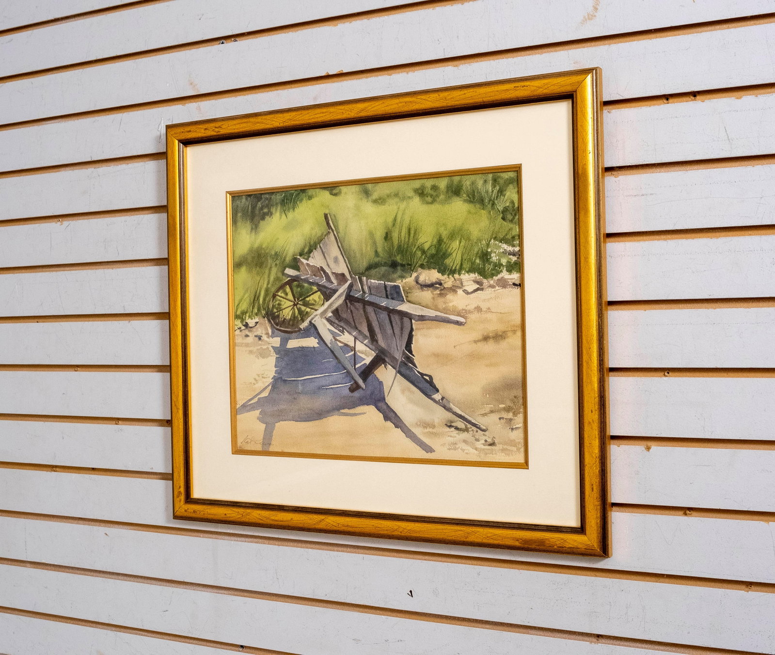 Nat Davis Signed Watercolor of Wheelbarrow - 2