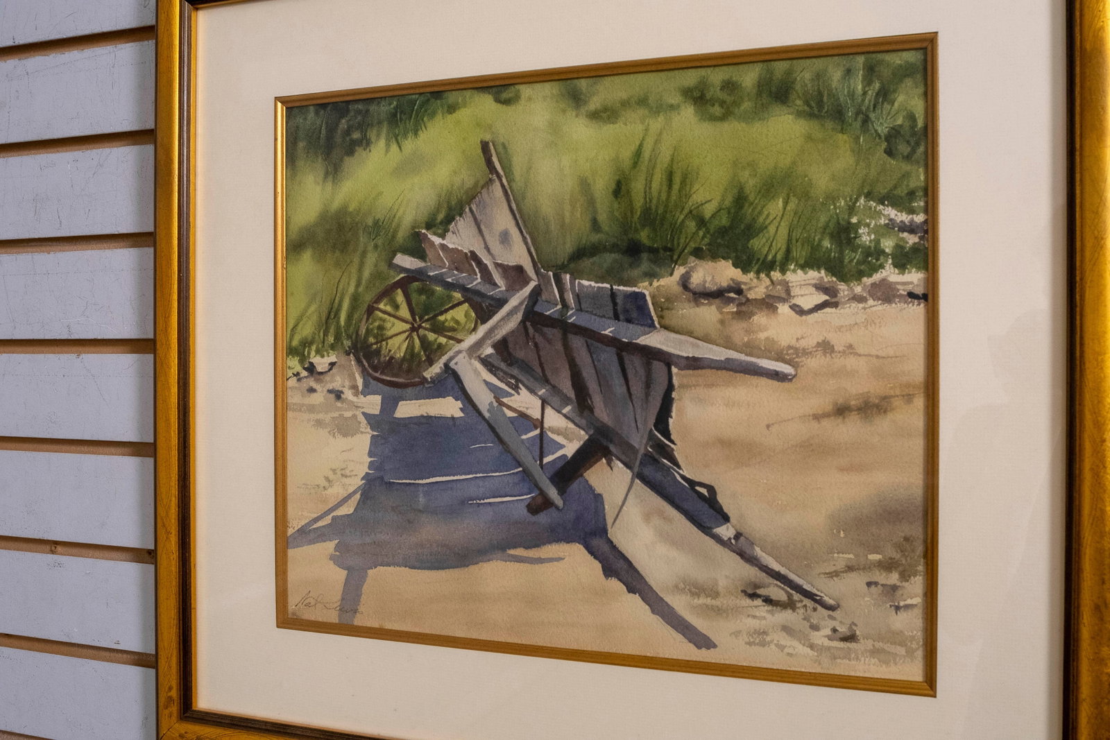Nat Davis Signed Watercolor of Wheelbarrow - 3