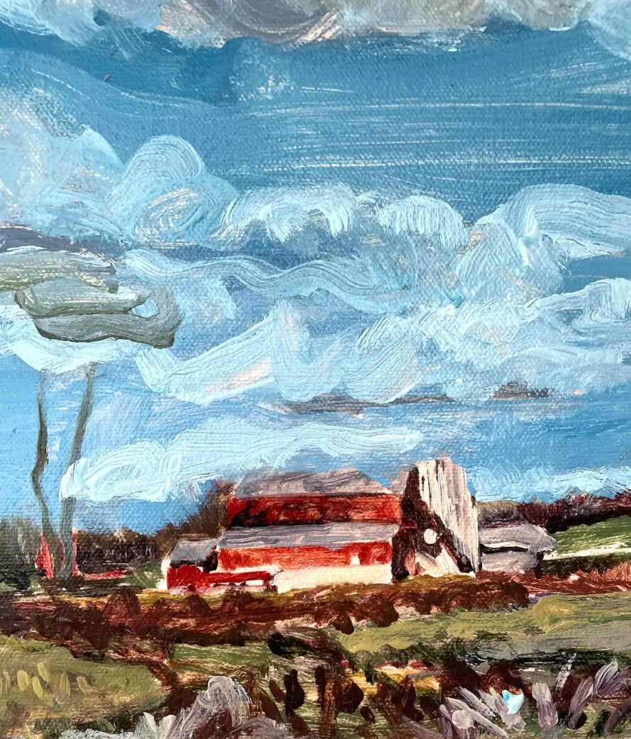 Farmhouse Landscape Oil Painting on Canvas by Hans Petrich - Signed - 3