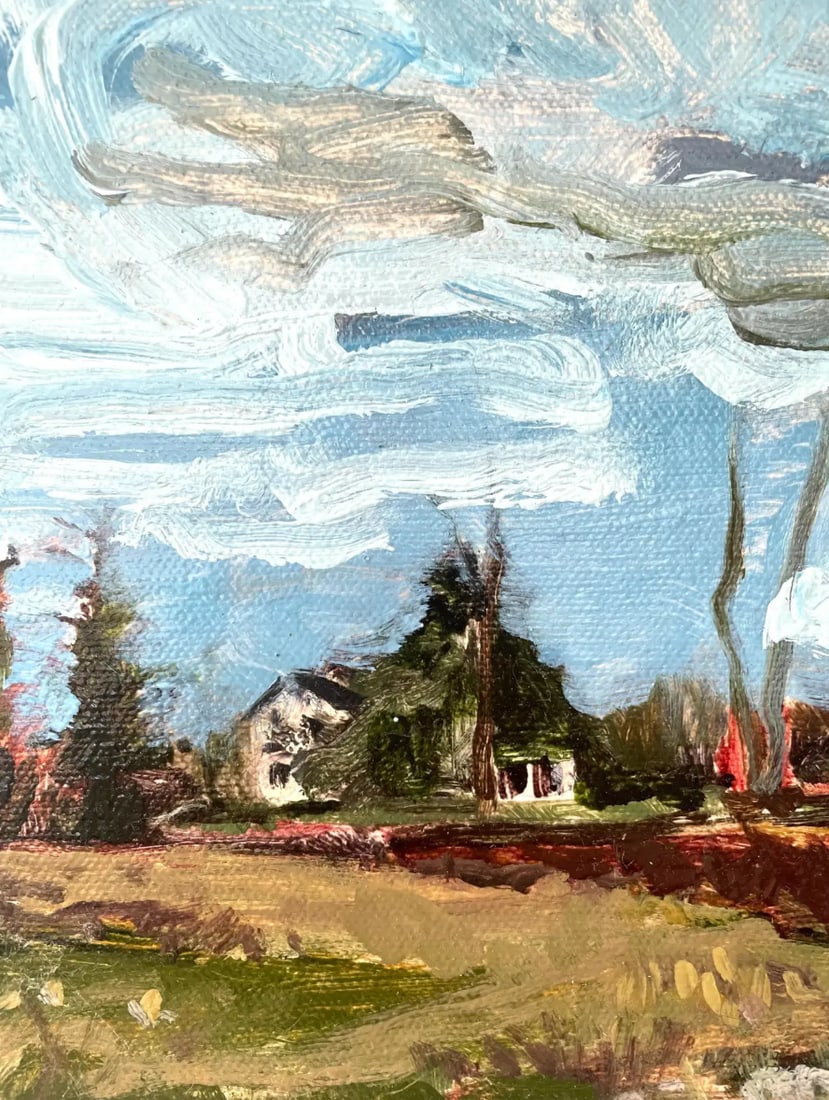 Farmhouse Landscape Oil Painting on Canvas by Hans Petrich - Signed - 4