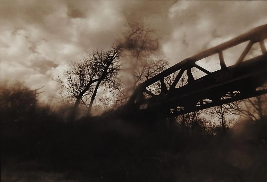 Vintage 1990's Sepia Toned Railroad Train Trestle Photograph (1 of 3)
