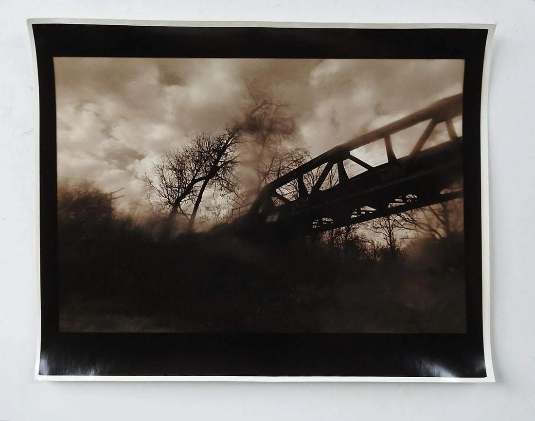Vintage 1990's Sepia Toned Railroad Train Trestle Photograph - 2