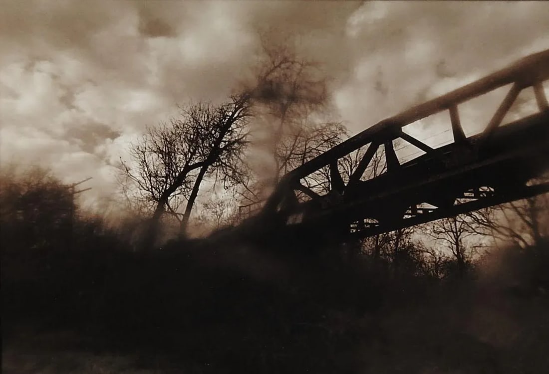 Vintage 1990's Sepia Toned Railroad Train Trestle Photograph - 3