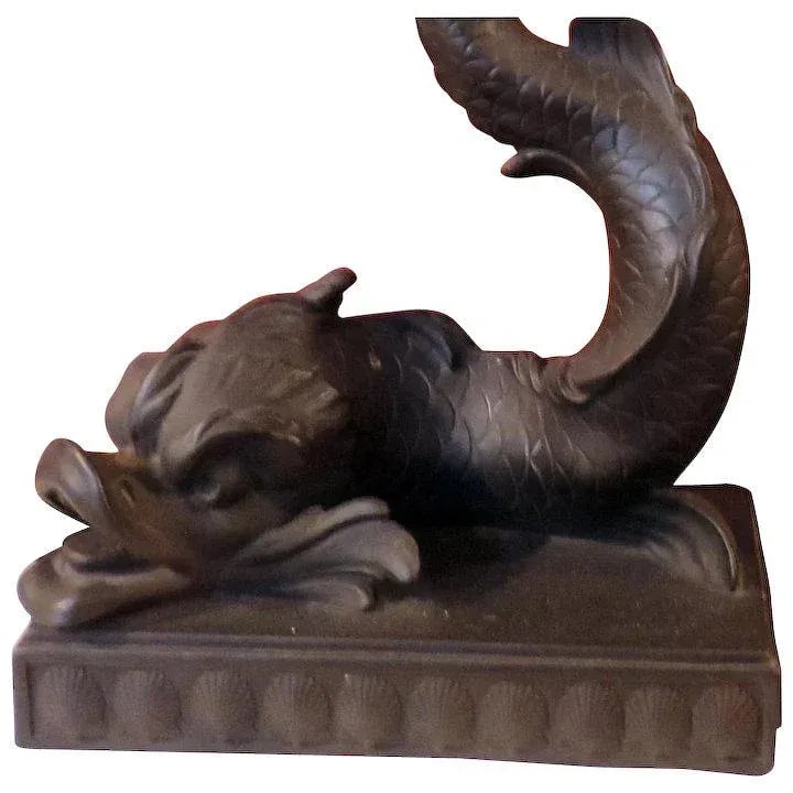 Early 19th Century Wedgwood Black Basalt Dolphin Candlestick - 2