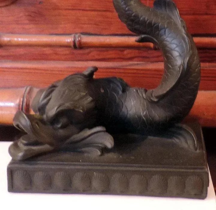 Early 19th Century Wedgwood Black Basalt Dolphin Candlestick - 3
