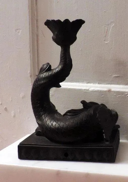 Early 19th Century Wedgwood Black Basalt Dolphin Candlestick - 8