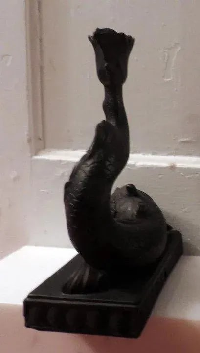 Early 19th Century Wedgwood Black Basalt Dolphin Candlestick - 9