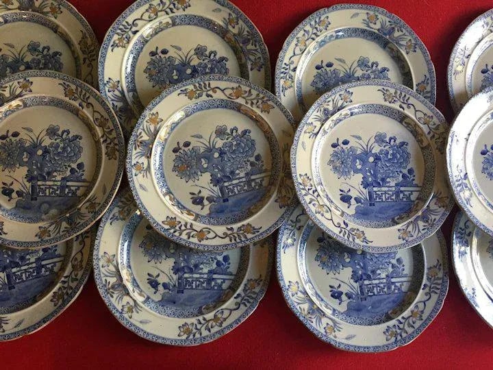 Antique Early 19th Century Mason's Patent Ironstone China Dinner Plates- Set of 12 - 10