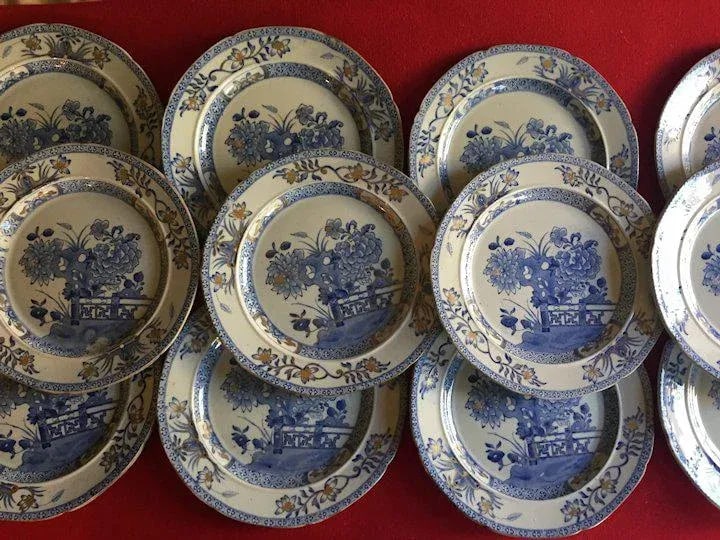 Antique Early 19th Century Mason's Patent Ironstone China Dinner Plates- Set of 12 - 3