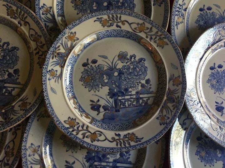Antique Early 19th Century Mason's Patent Ironstone China Dinner Plates- Set of 12 - 4