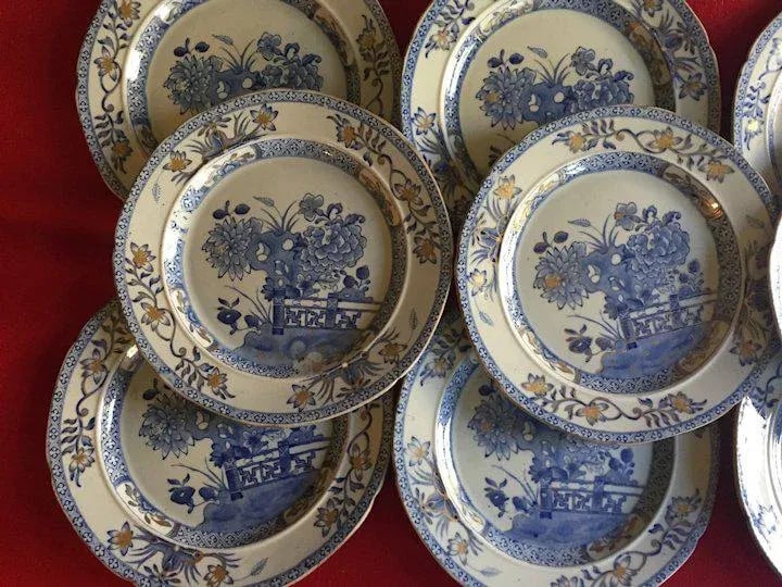 Antique Early 19th Century Mason's Patent Ironstone China Dinner Plates- Set of 12 - 5