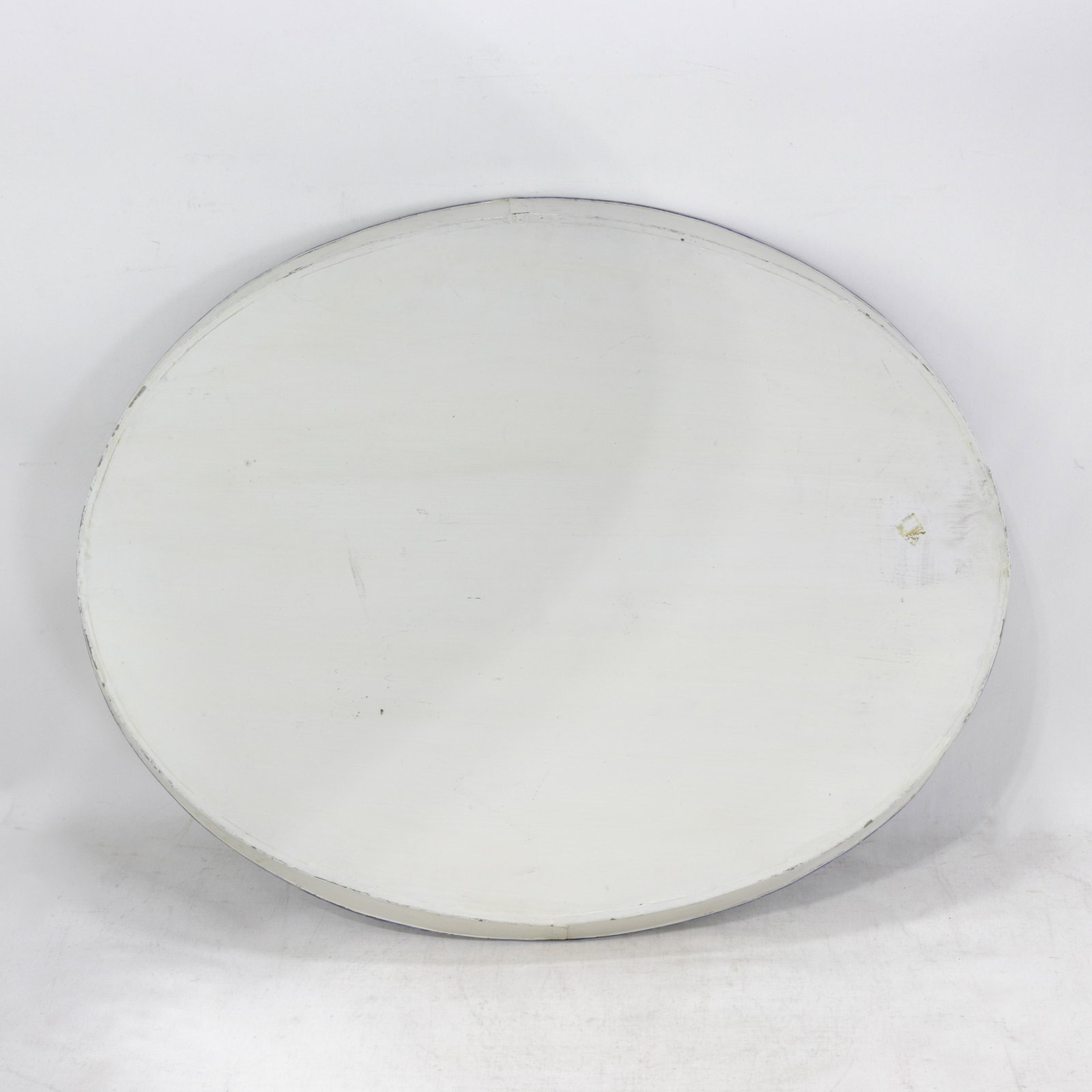 Vintage Blue and White Tole Tray - Hand Painted Chinoiserie Landscape and Floral Oval Serving Tray - 15