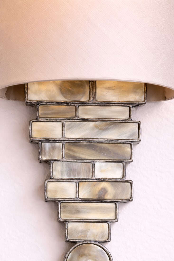 Vaughan Capiz Shell & Antique Pewter Wall Sconces - Pair | 25" H - 4