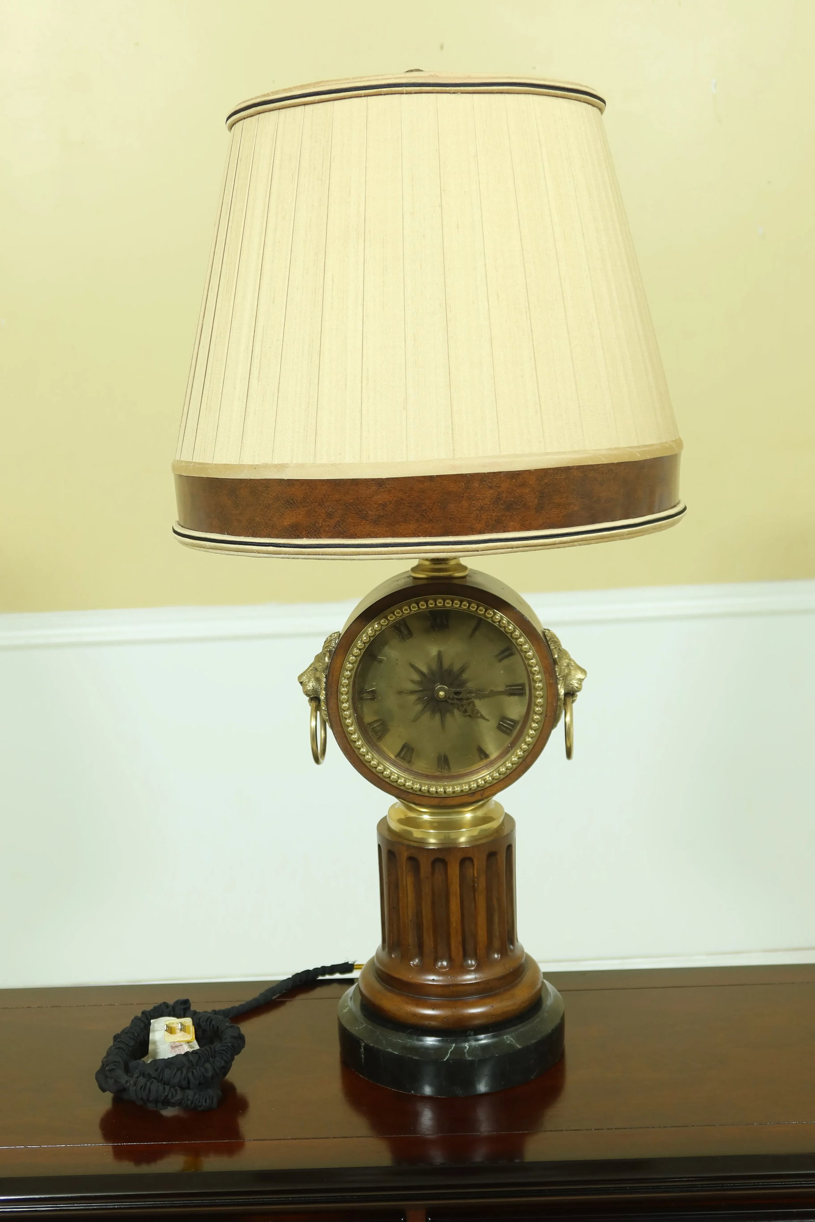Maitland Smith Clock Face Lamp W. Shade & Marble Base - 11