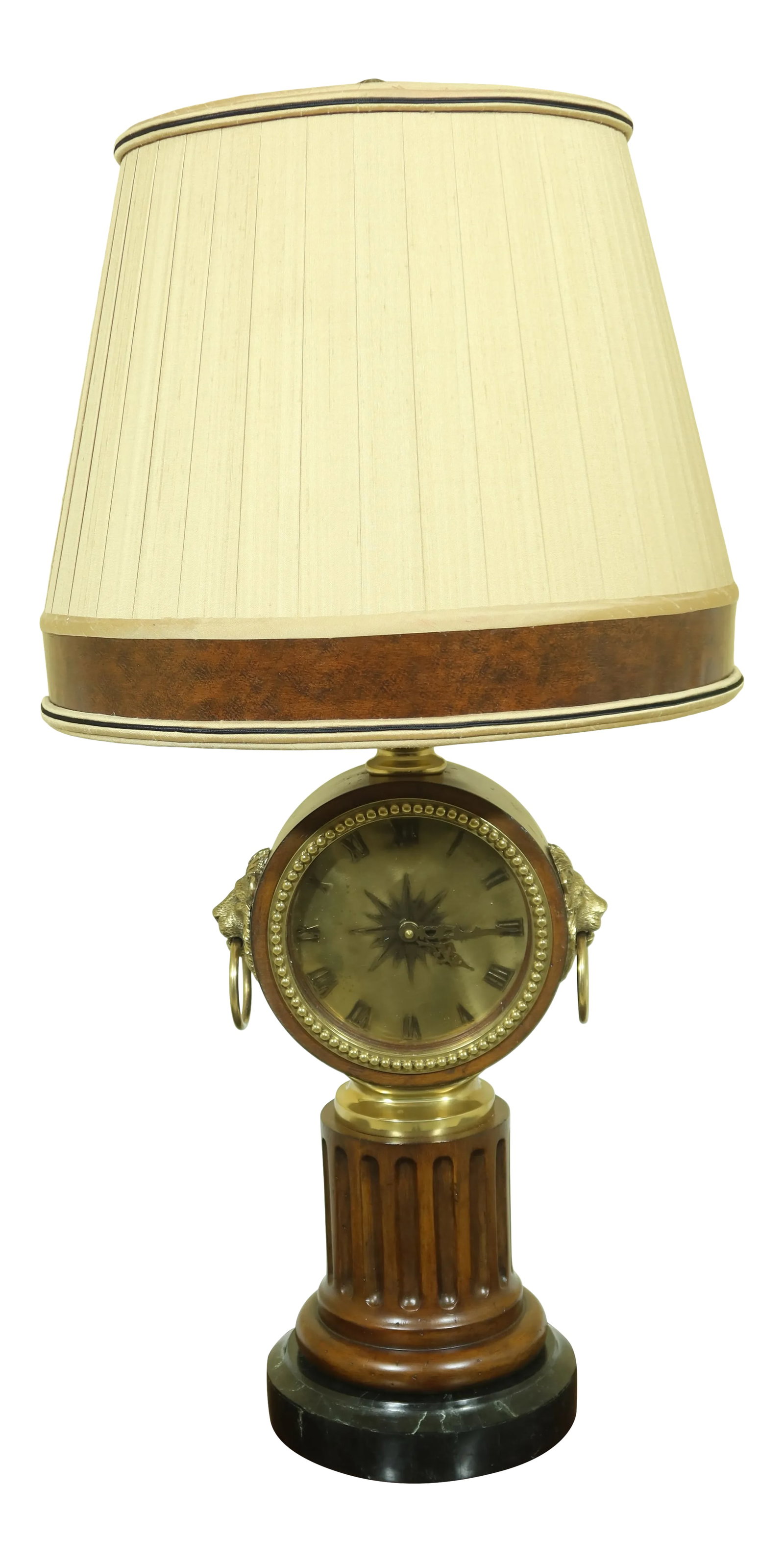 Maitland Smith Clock Face Lamp W. Shade & Marble Base (1 of 11)