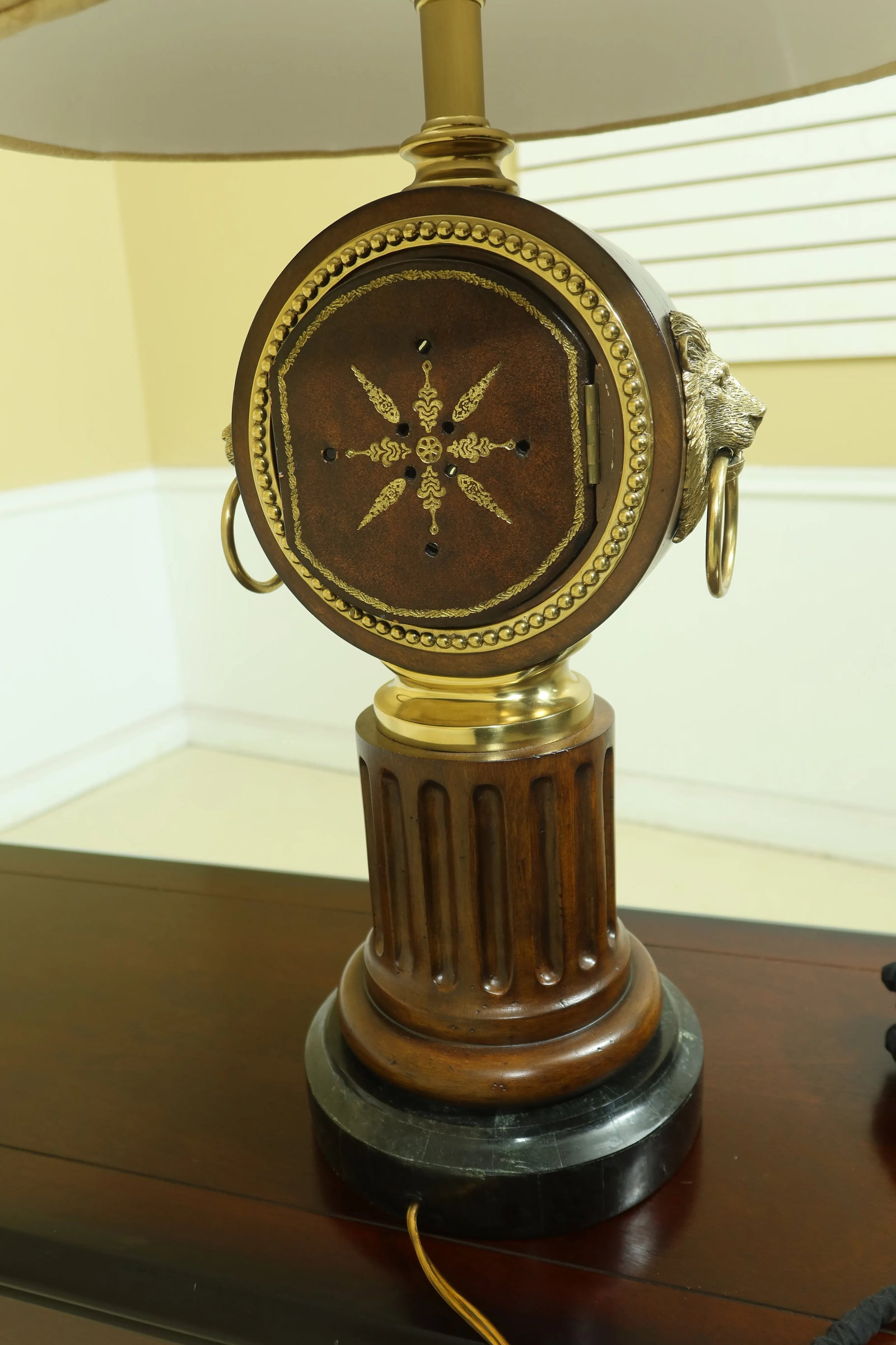 Maitland Smith Clock Face Lamp W. Shade & Marble Base - 6
