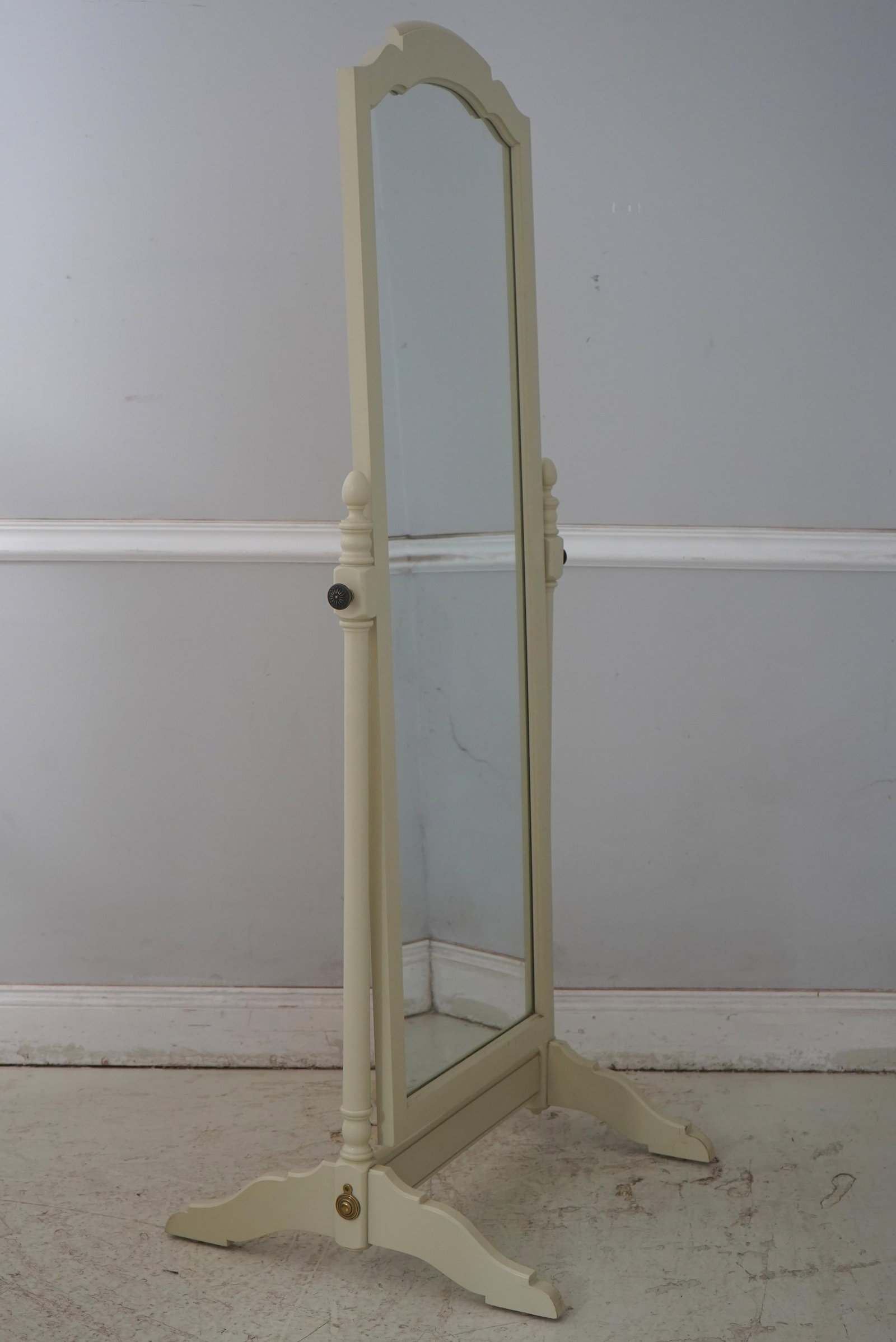 Ethan Allen Off White Painted Cheval Stand Up Floor Mirror - 2