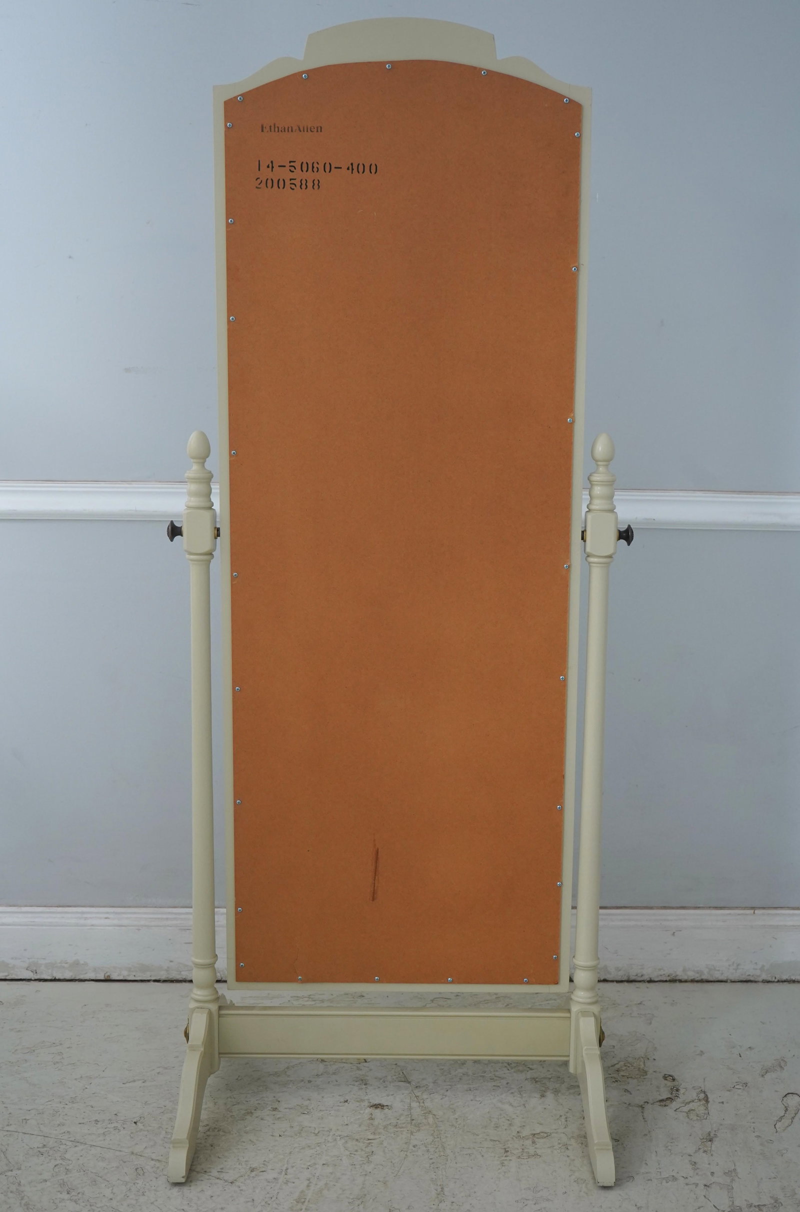 Ethan Allen Off White Painted Cheval Stand Up Floor Mirror - 9