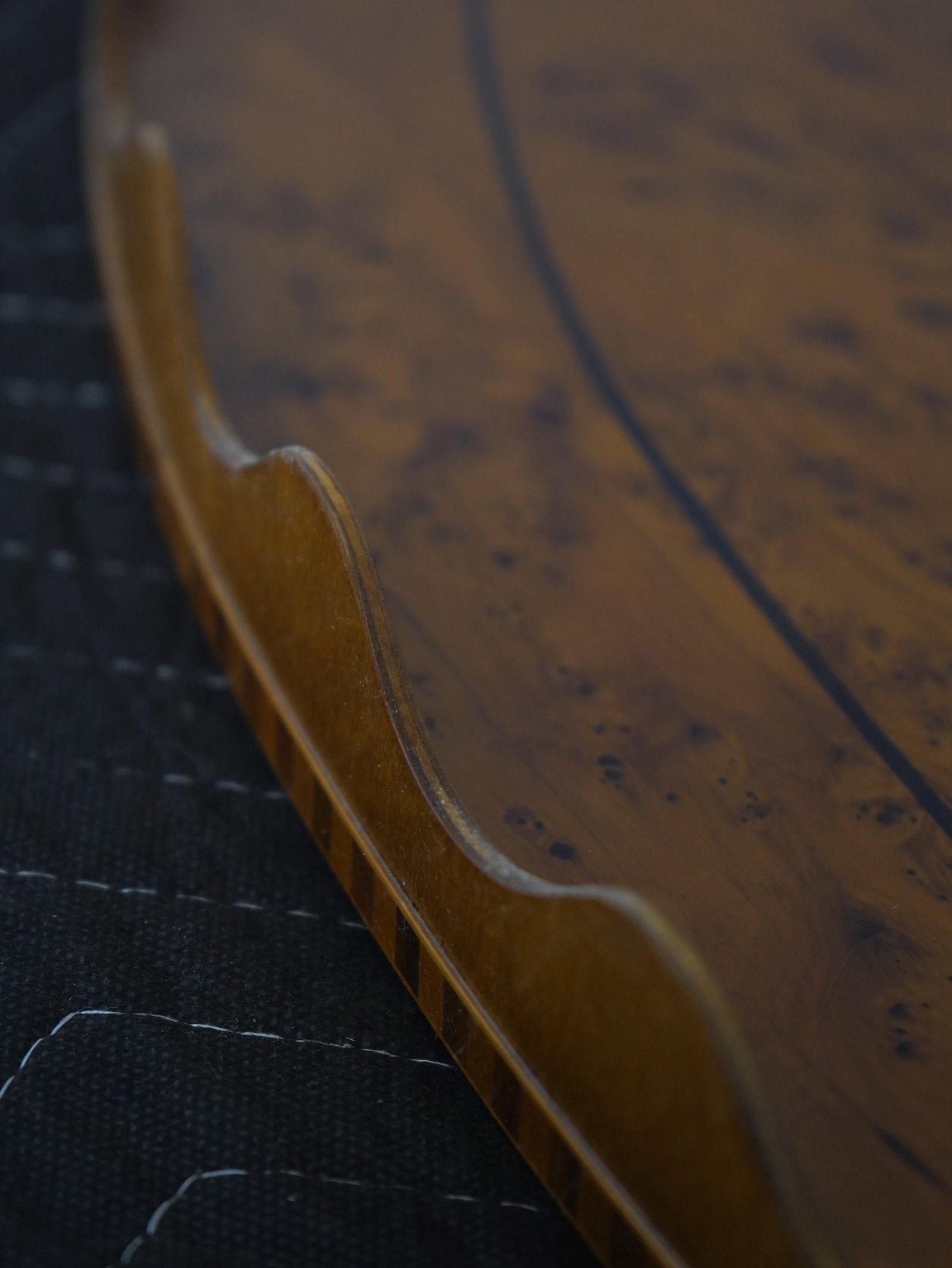 Adam Style Birdseye Maple Top Scalloped Serving Tray - 4