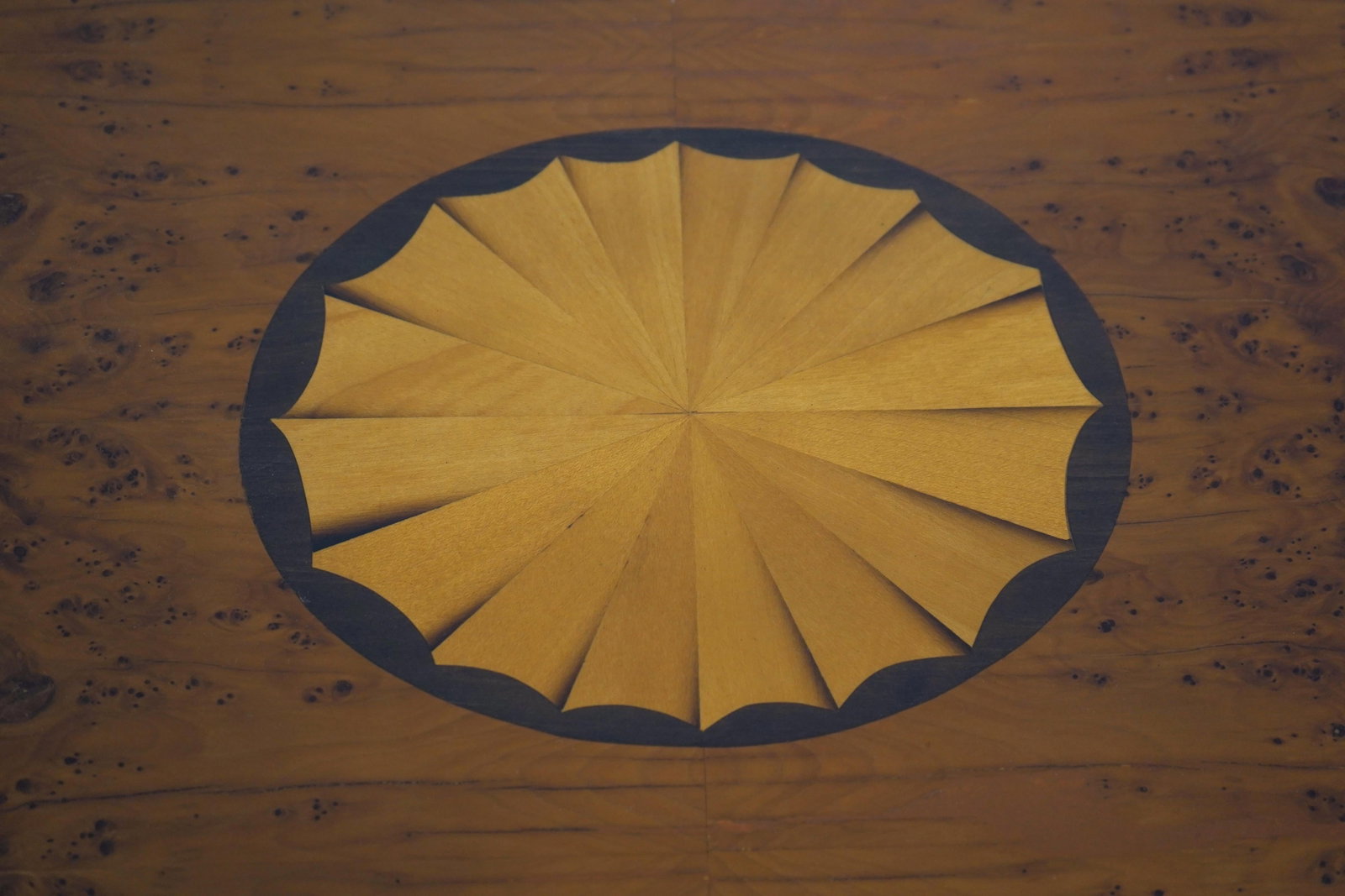 Adam Style Birdseye Maple Top Scalloped Serving Tray - 5