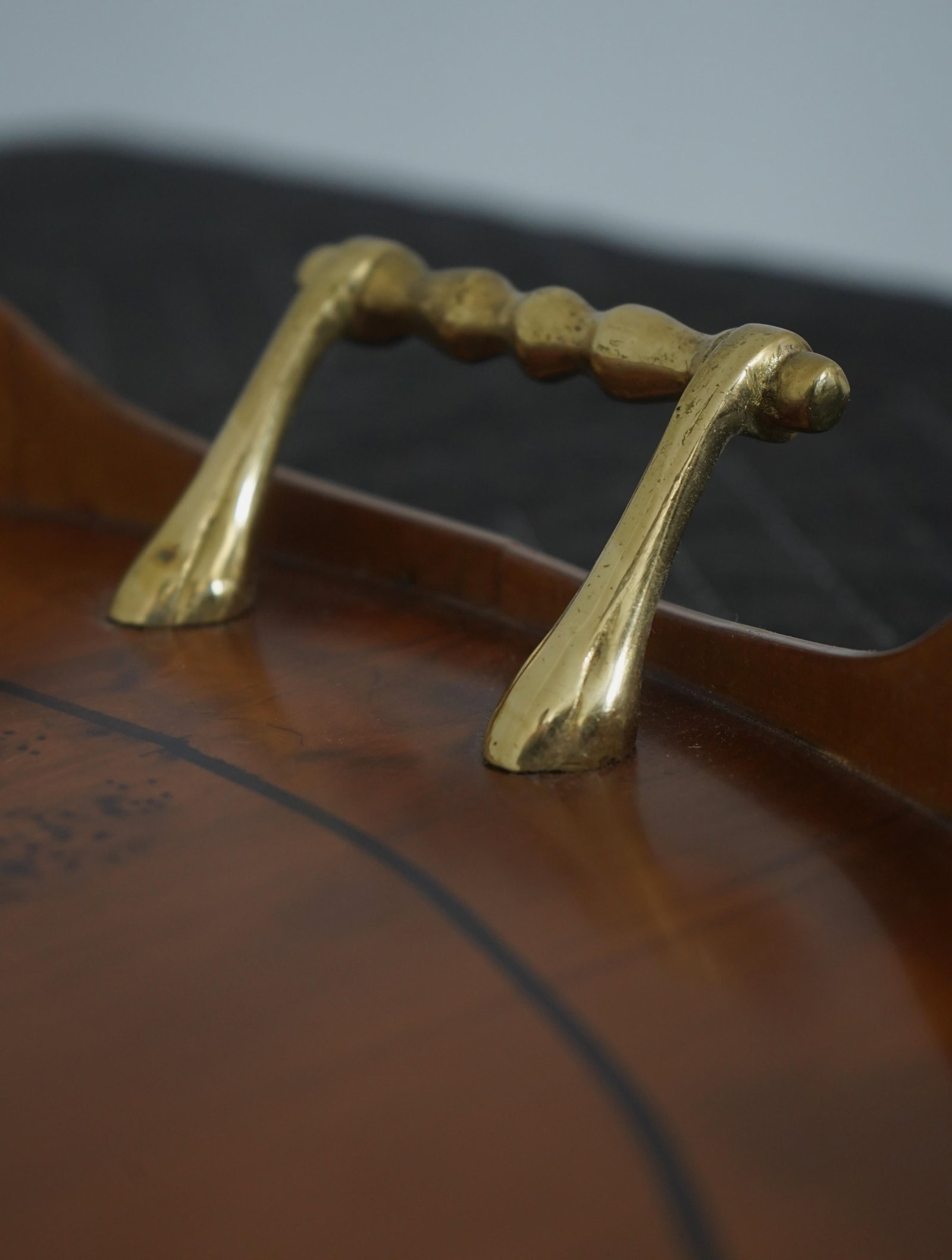 Adam Style Birdseye Maple Top Scalloped Serving Tray - 6