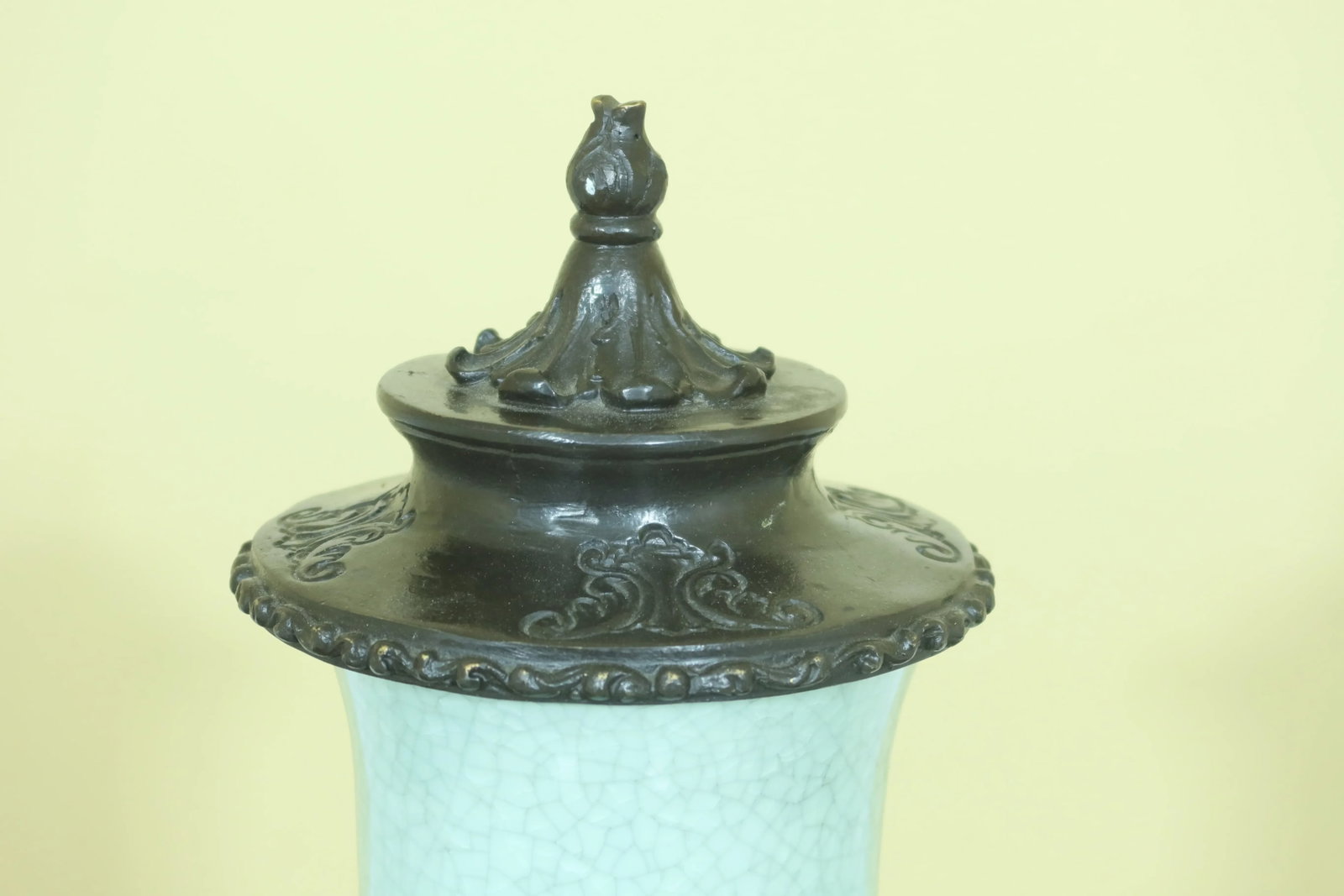 Maitland Smith Green Porcelain Bronze Decorative Urn - 2