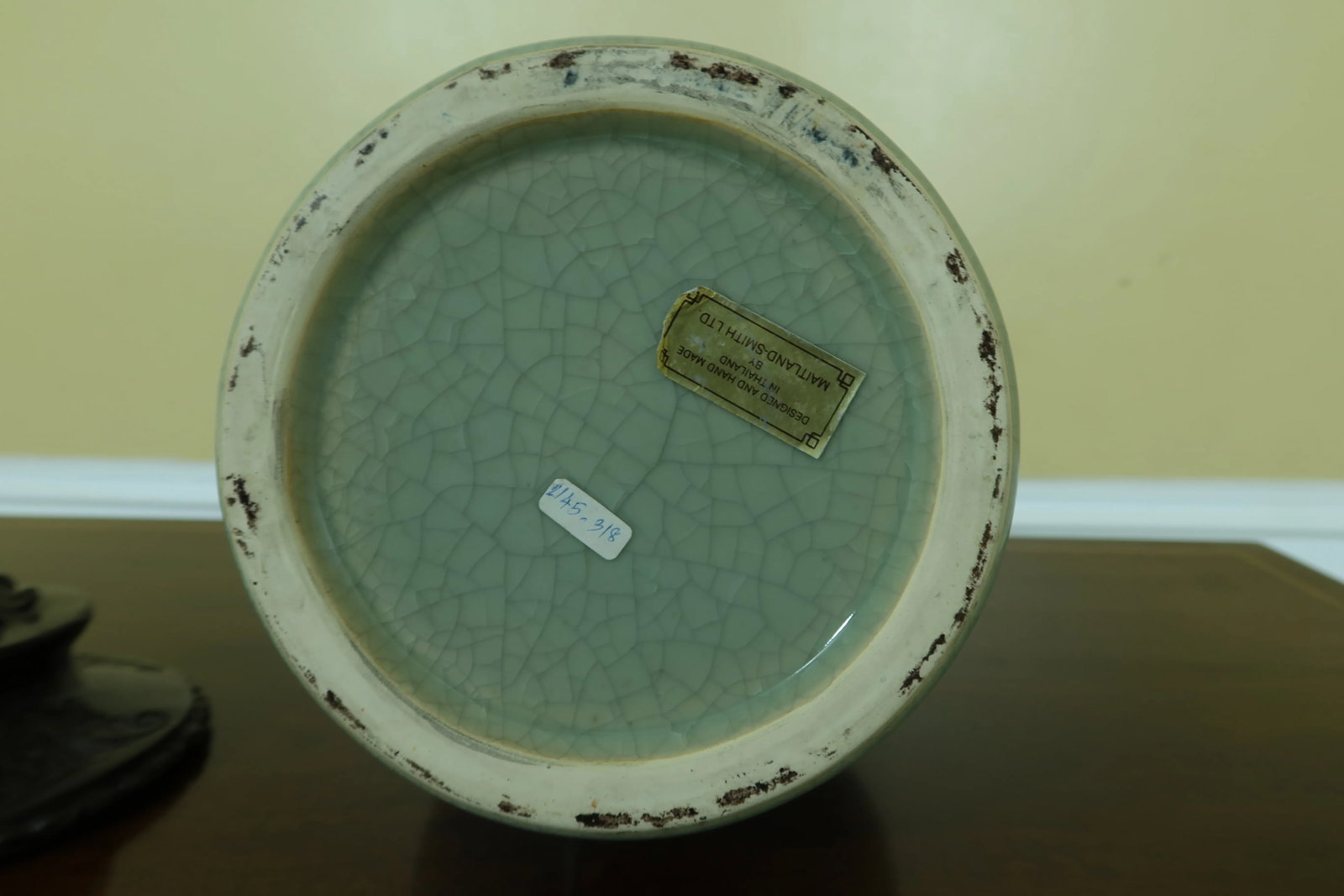 Maitland Smith Green Porcelain Bronze Decorative Urn - 4