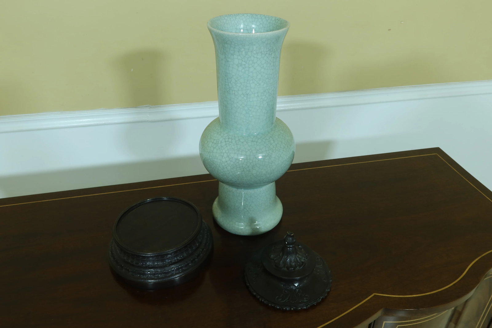 Maitland Smith Green Porcelain Bronze Decorative Urn - 6