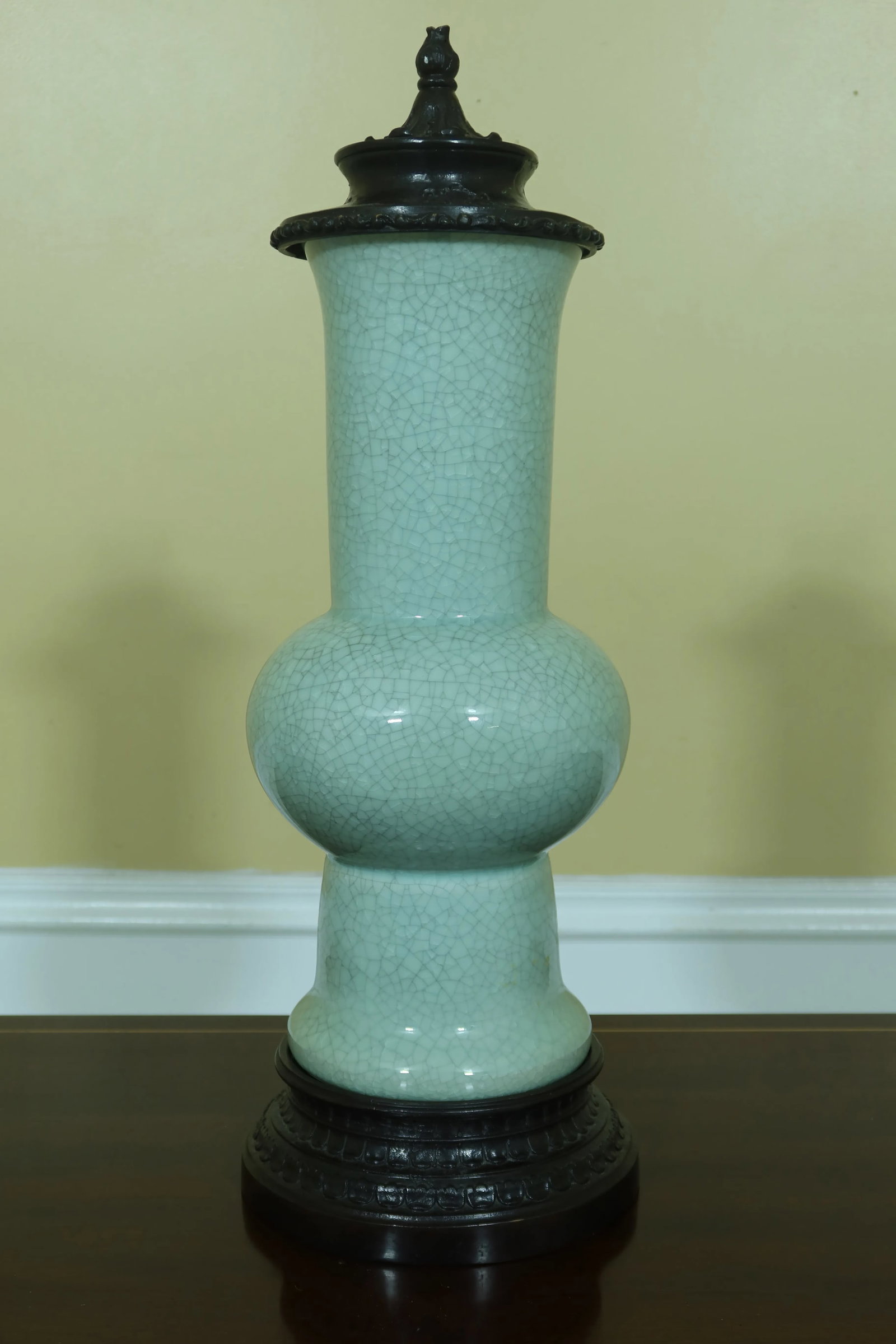 Maitland Smith Green Porcelain Bronze Decorative Urn - 8