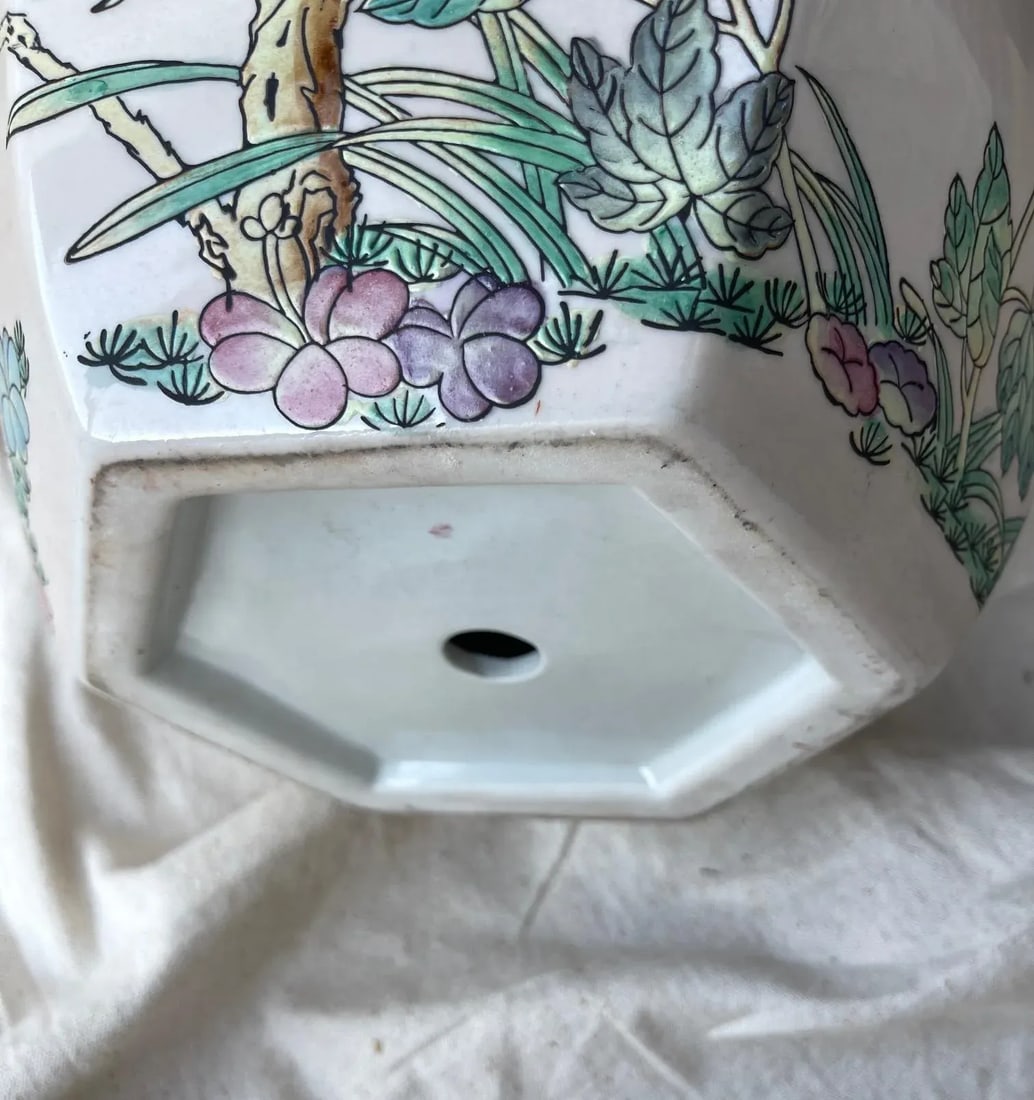Vintage Mid 20th Century Floral/Birds Ginger Jar - 9