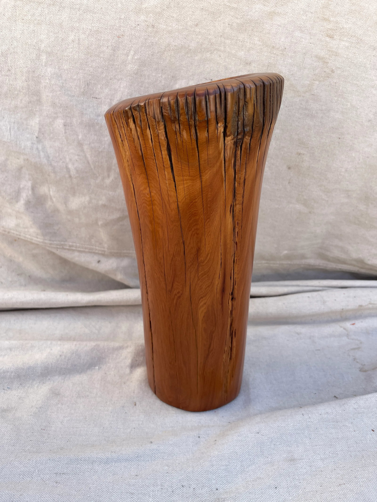 Vintage Mid-Century Modern Live Edge Polished Wood Vase - 3